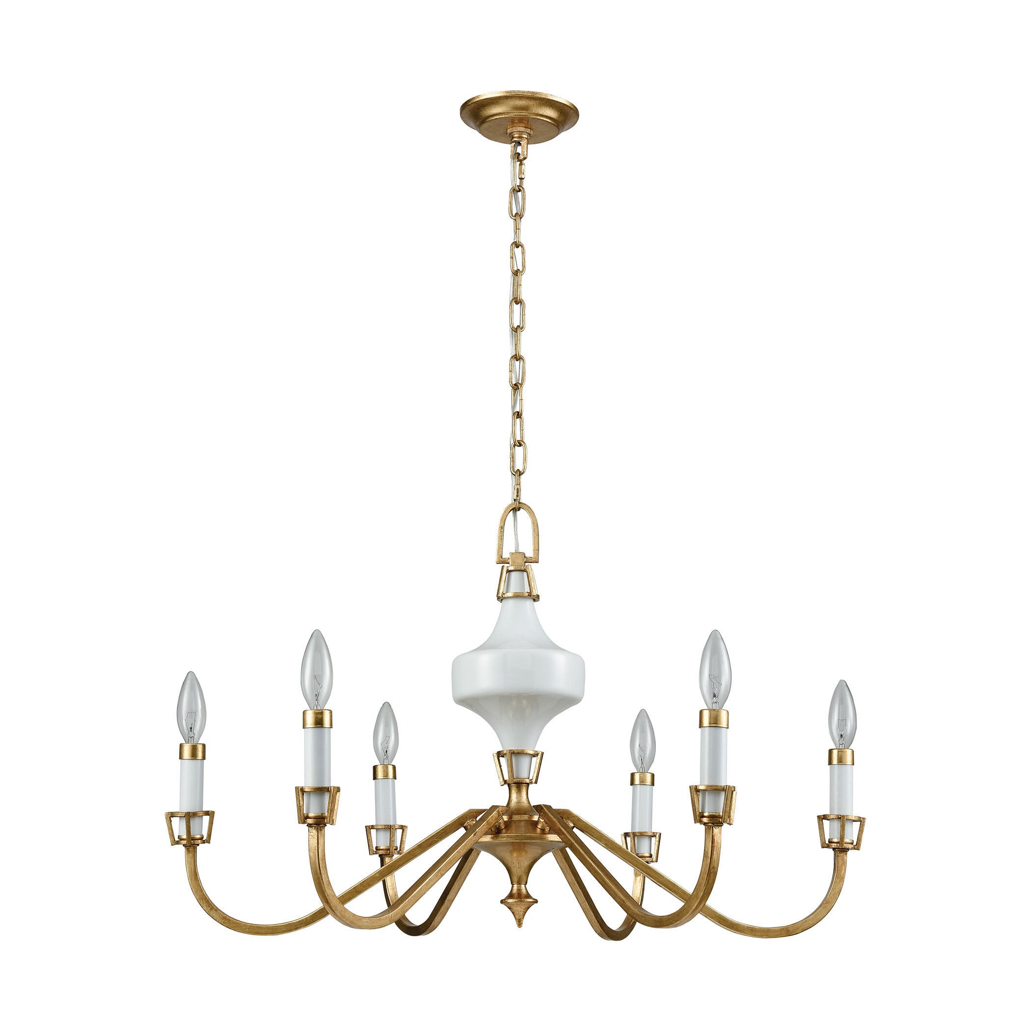 Ceramique 30'' Wide 6-Light Chandelier - Antique Gold Leaf