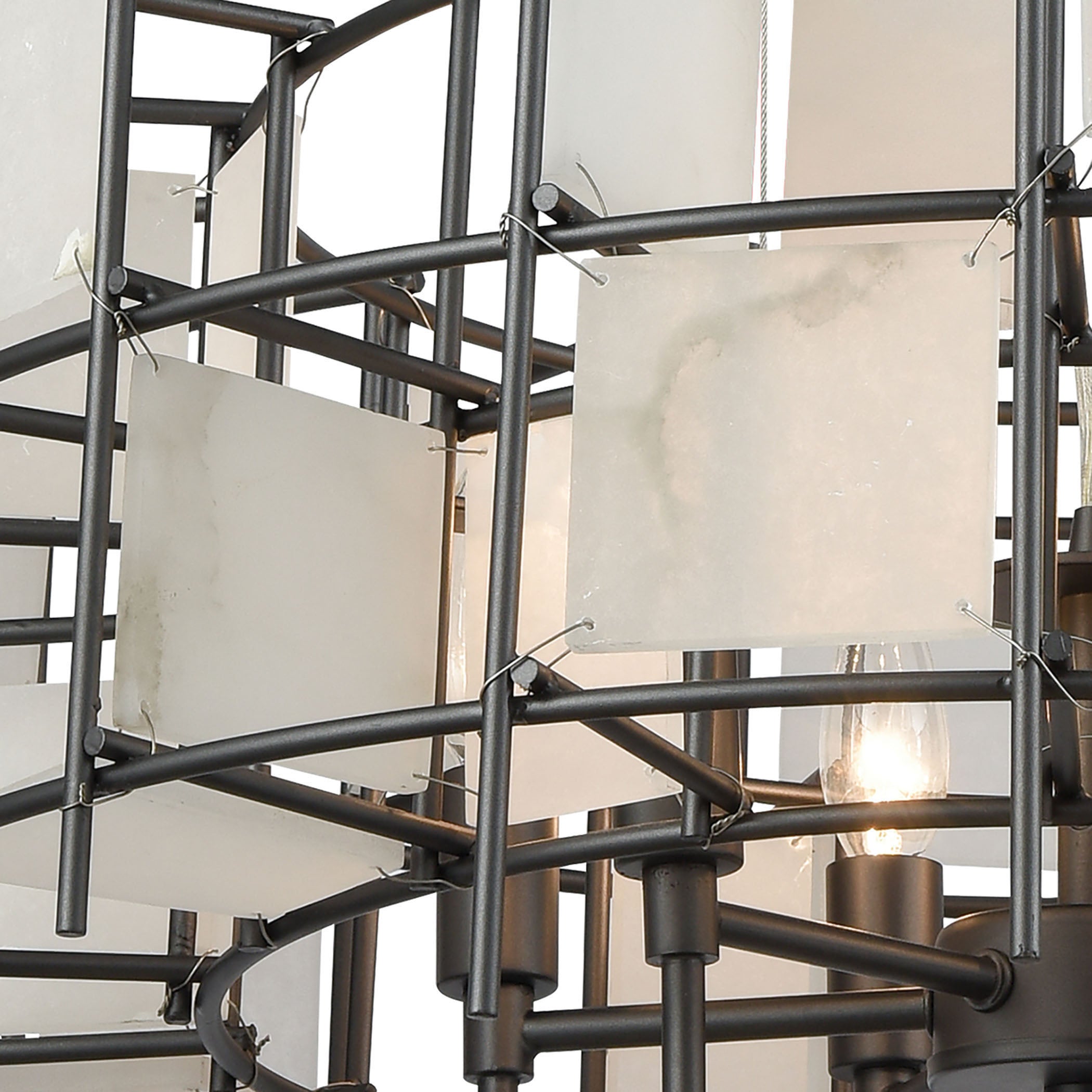 Spanish Alabaster 24'' Wide 6-Light Chandelier - Dark Graphite