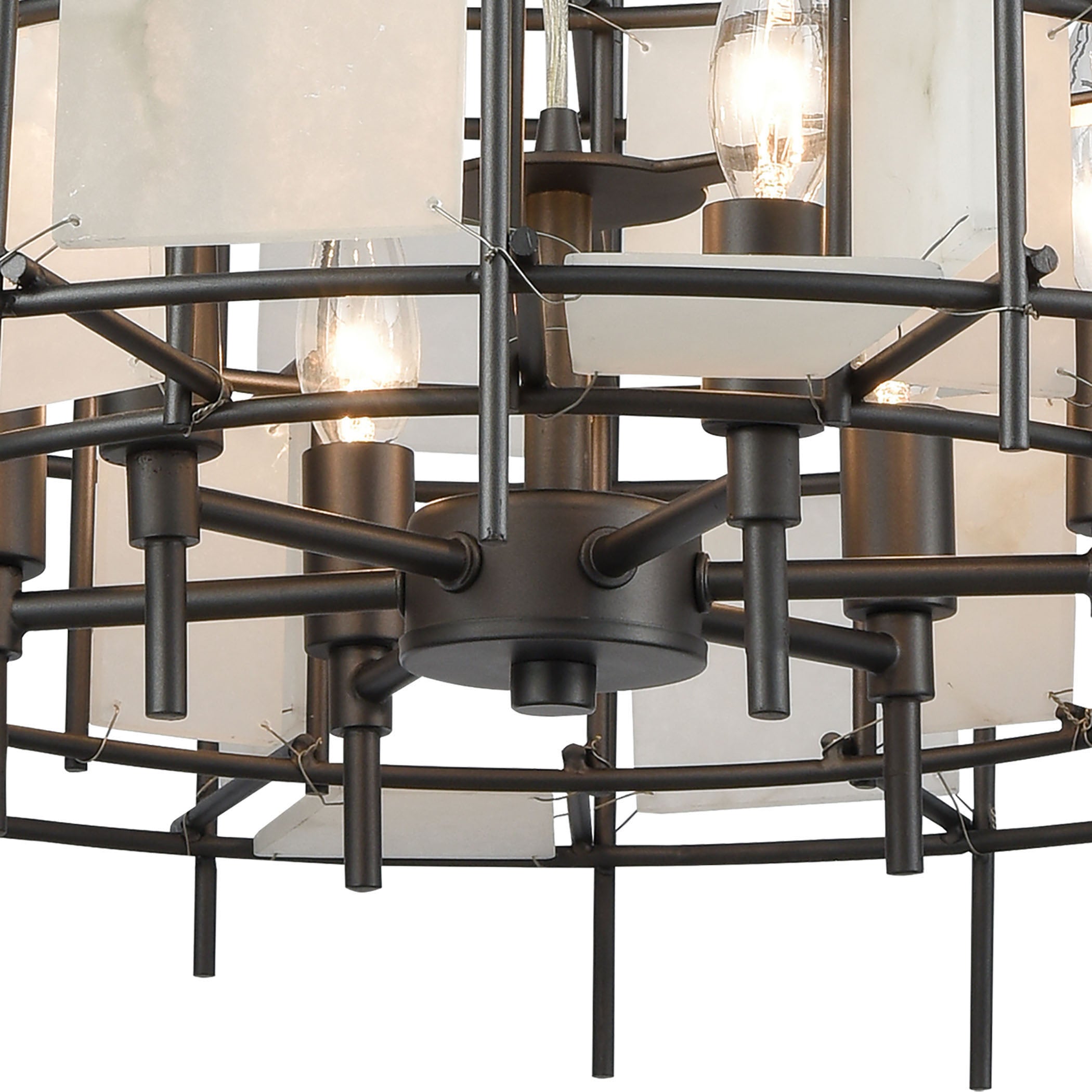 Spanish Alabaster 24'' Wide 6-Light Chandelier - Dark Graphite