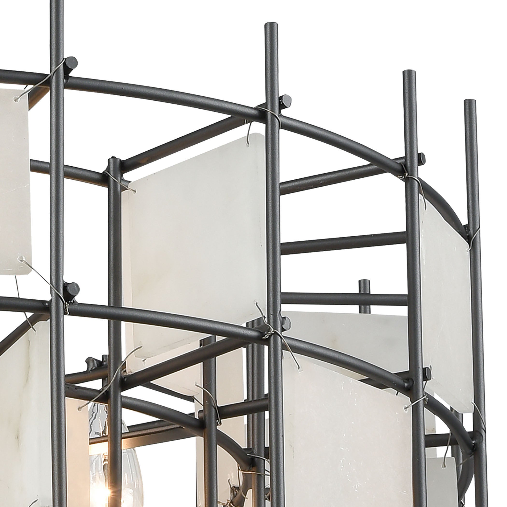 Spanish Alabaster 24'' Wide 6-Light Chandelier - Dark Graphite