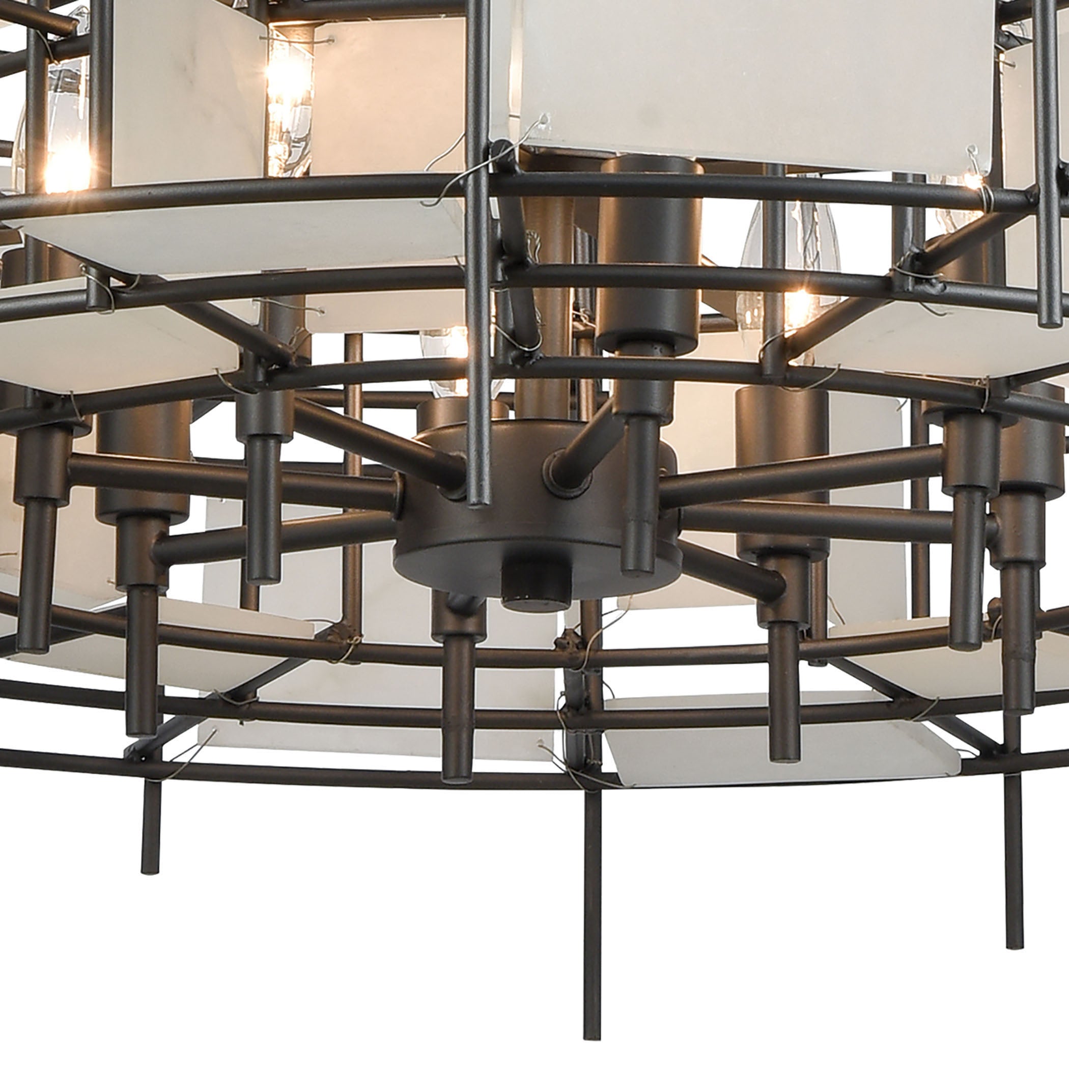 Spanish Alabaster 32'' Wide 8-Light Chandelier - Dark Graphite