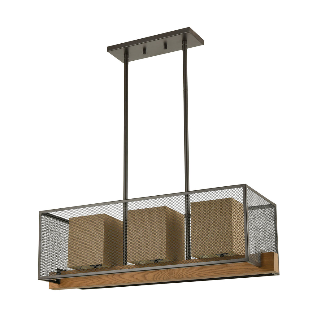 Crossbeam 35'' Wide 3-Light Linear Chandelier - Oil Rubbed Bronze