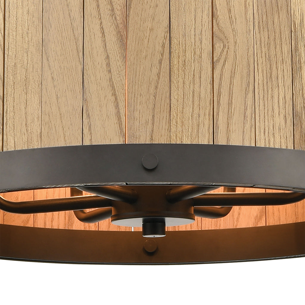 Wooden Barrel 19'' Wide 6-Light Chandelier - Oil Rubbed Bronze