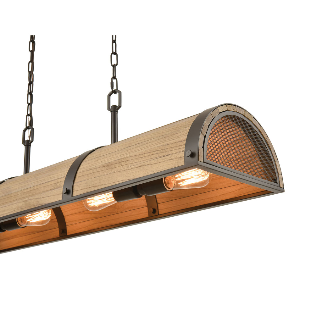 Wooden Barrel 40'' Wide 4-Light Linear Chandelier - Oil Rubbed Bronze