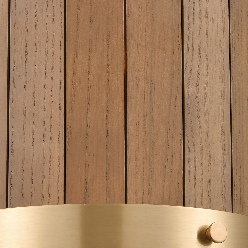 Wooden Barrel 10'' High 2-Light Sconce - Satin Brass