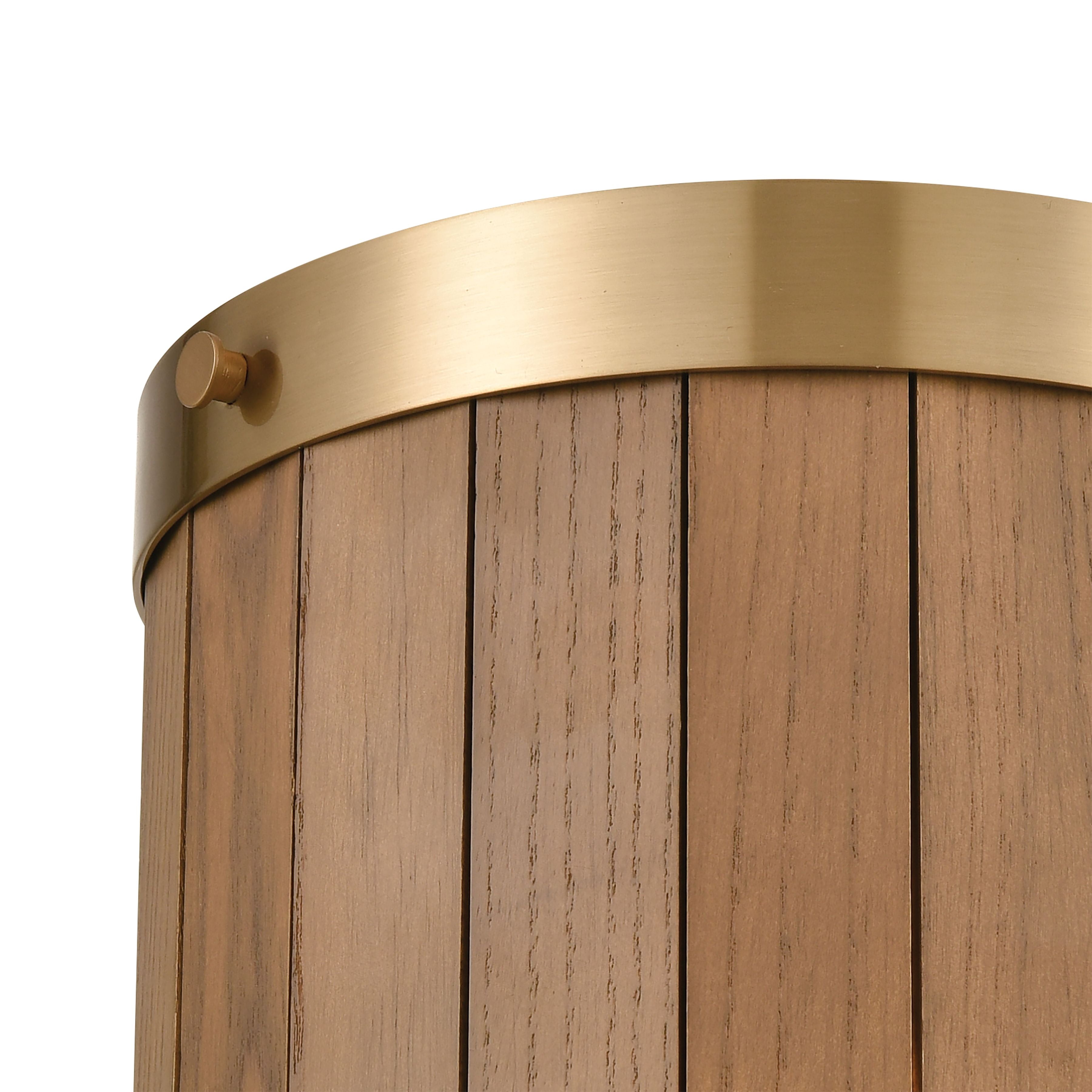 Wooden Barrel 10'' High 2-Light Sconce - Satin Brass