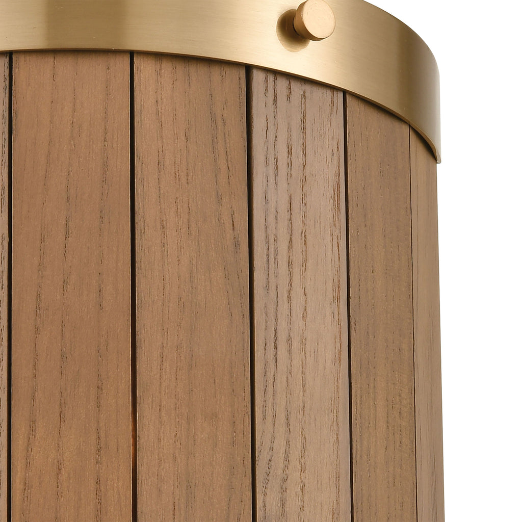 Wooden Barrel 10'' High 2-Light Sconce - Satin Brass