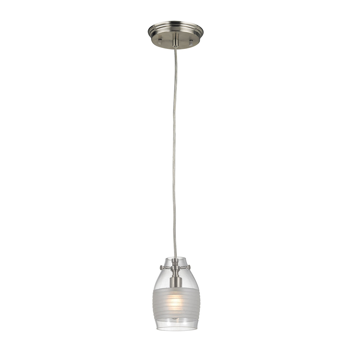 Carved Glass 4'' Wide 1-Light Mini Pendant - Brushed Nickel with Glass Shade