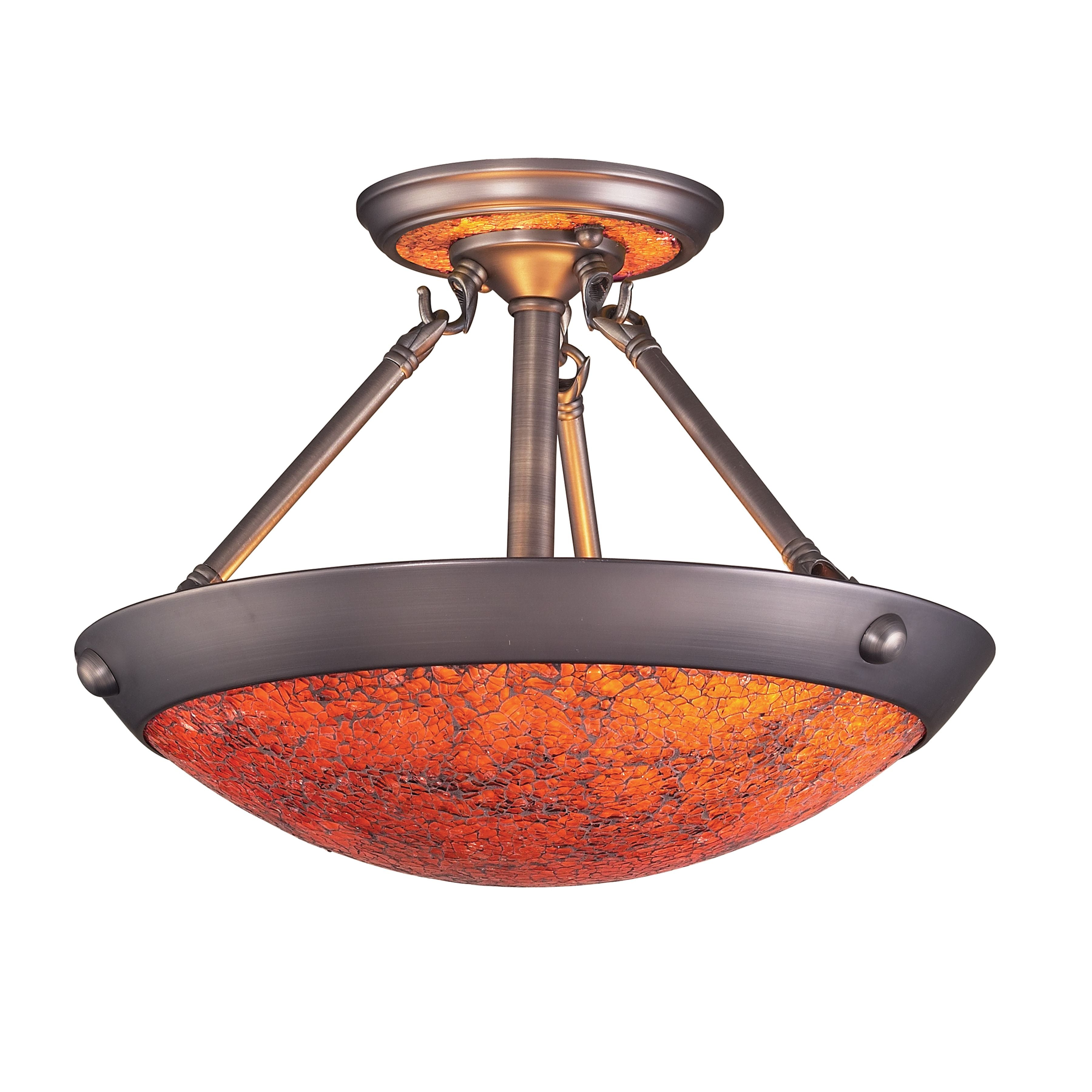 Diamante 15'' Wide 2-Light Semi Flush Mount - Orange