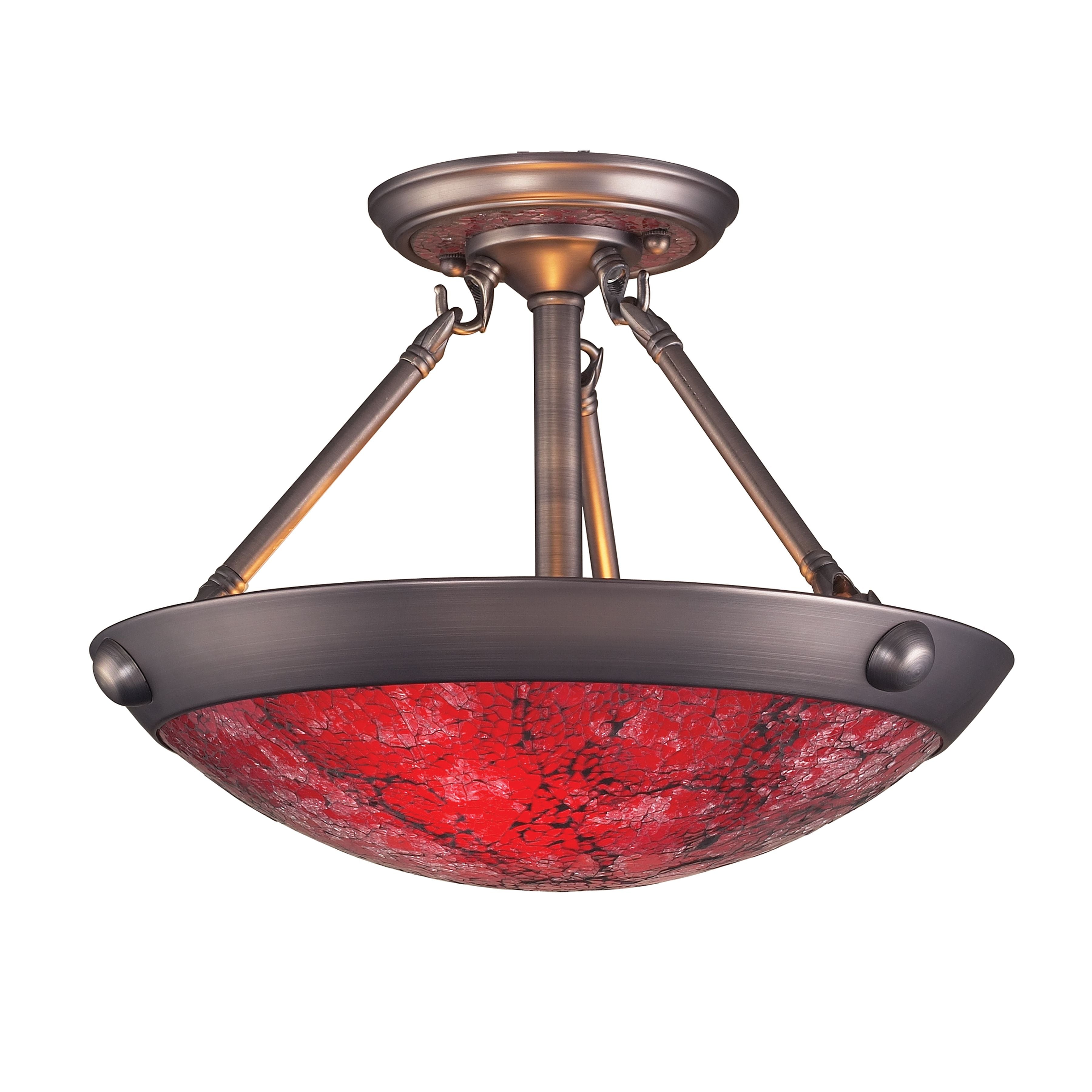 Diamante 15'' Wide 2-Light Semi Flush Mount - Red