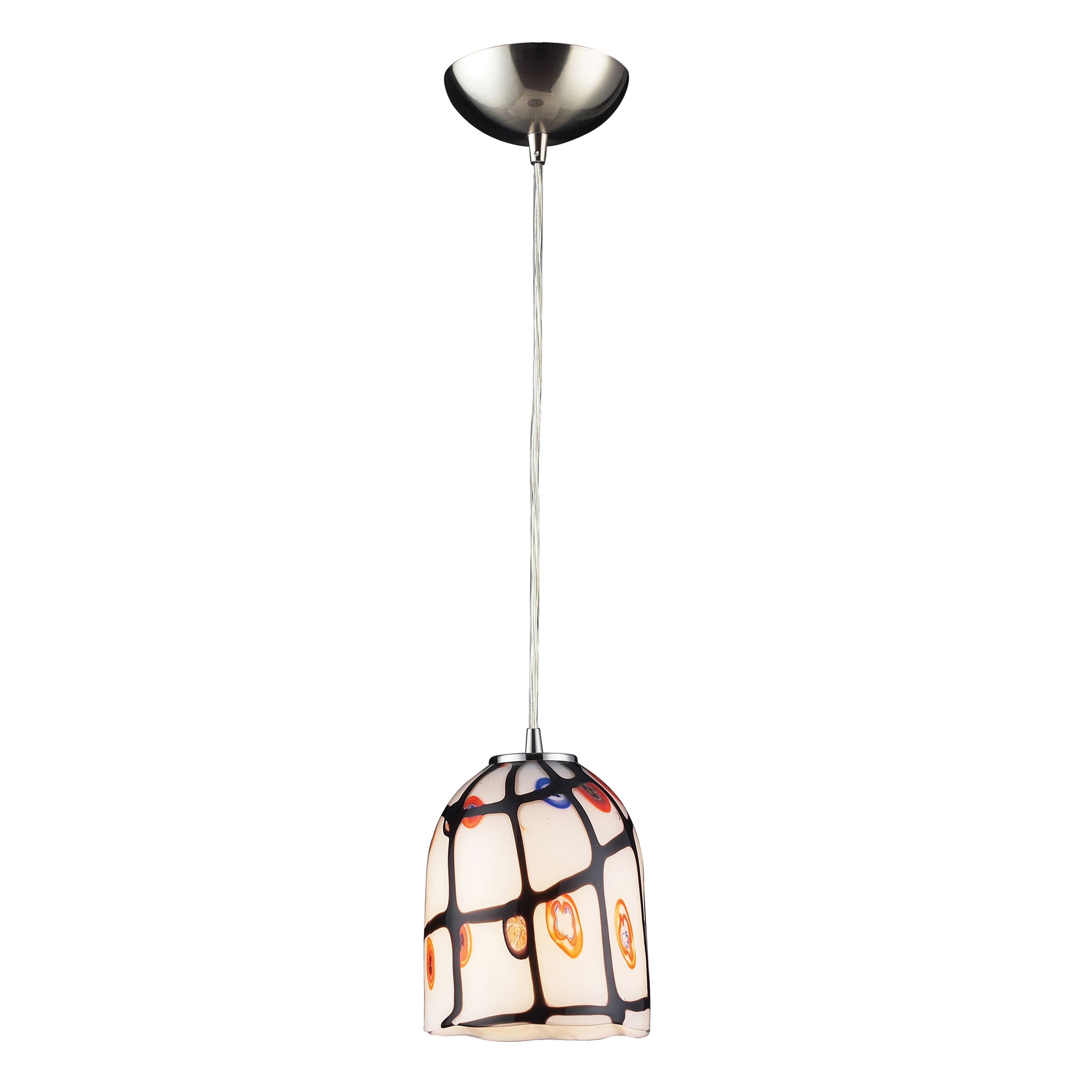 Rapture 6'' Wide 1-Light Pendant - Satin Nickel and Ivory