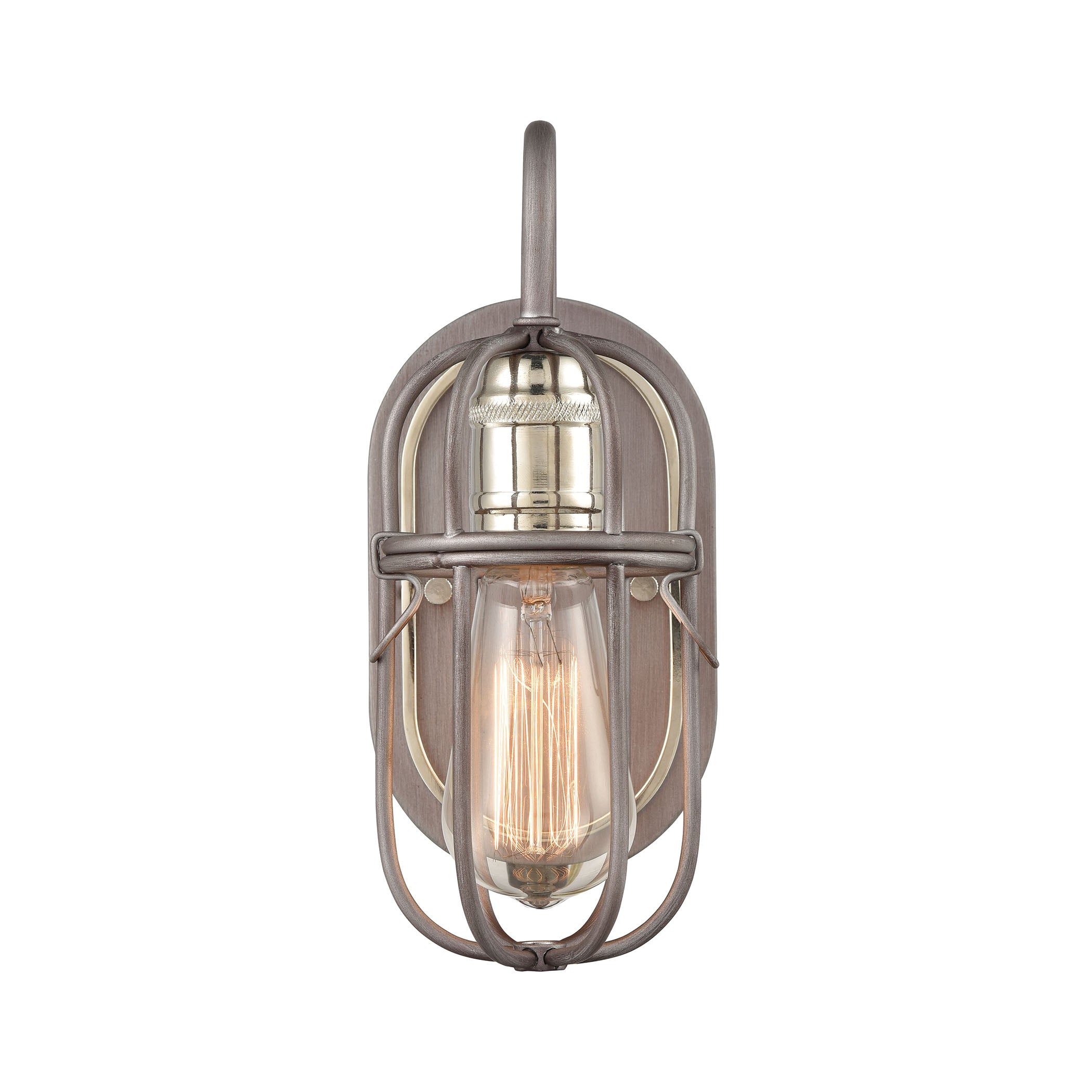Industrial Cage 5'' Wide 1-Light Vanity Light - Weathered Zinc