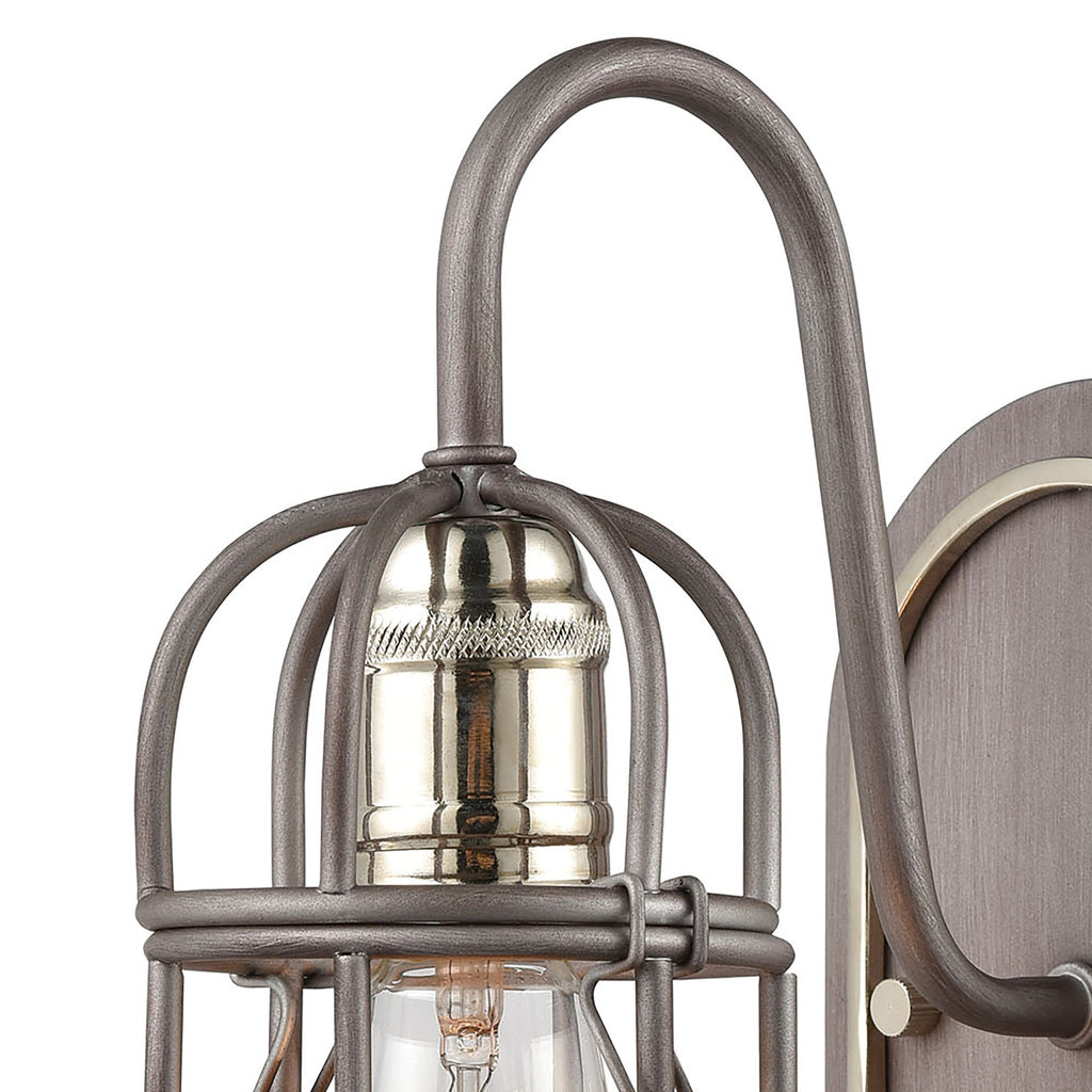 Industrial Cage 5'' Wide 1-Light Vanity Light - Weathered Zinc