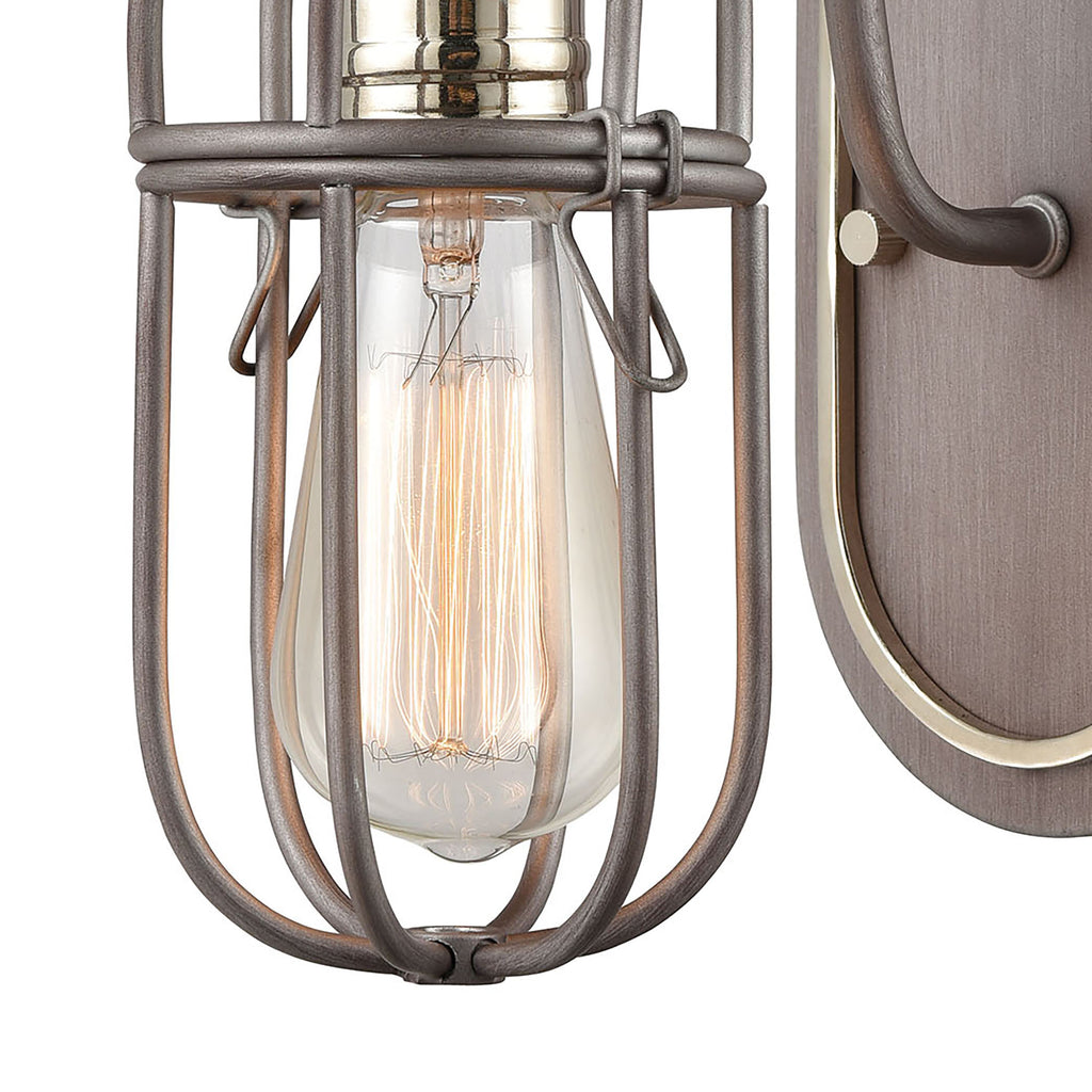 Industrial Cage 5'' Wide 1-Light Vanity Light - Weathered Zinc
