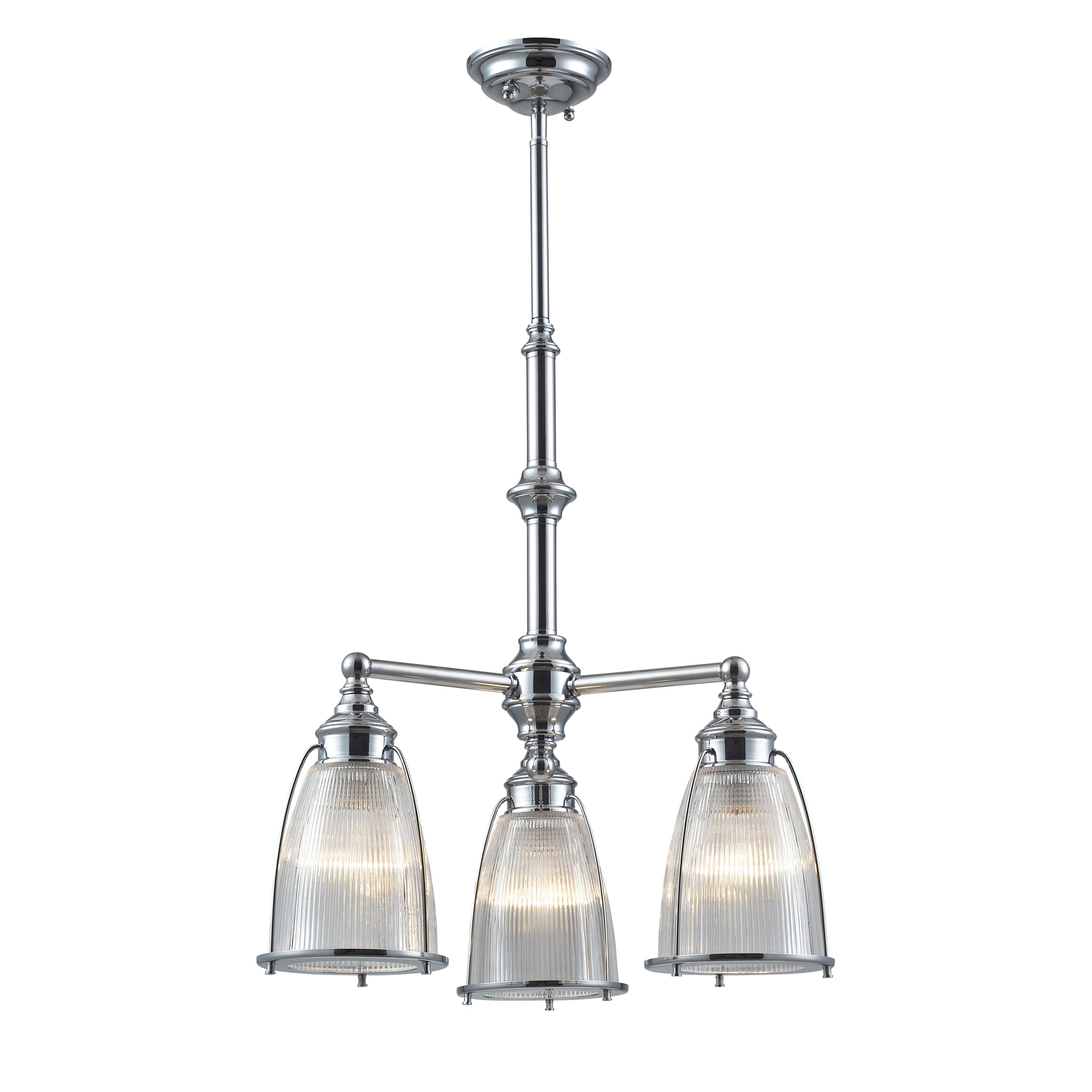 Halophane 20'' Wide 3-Light Chandelier - Polished Chrome