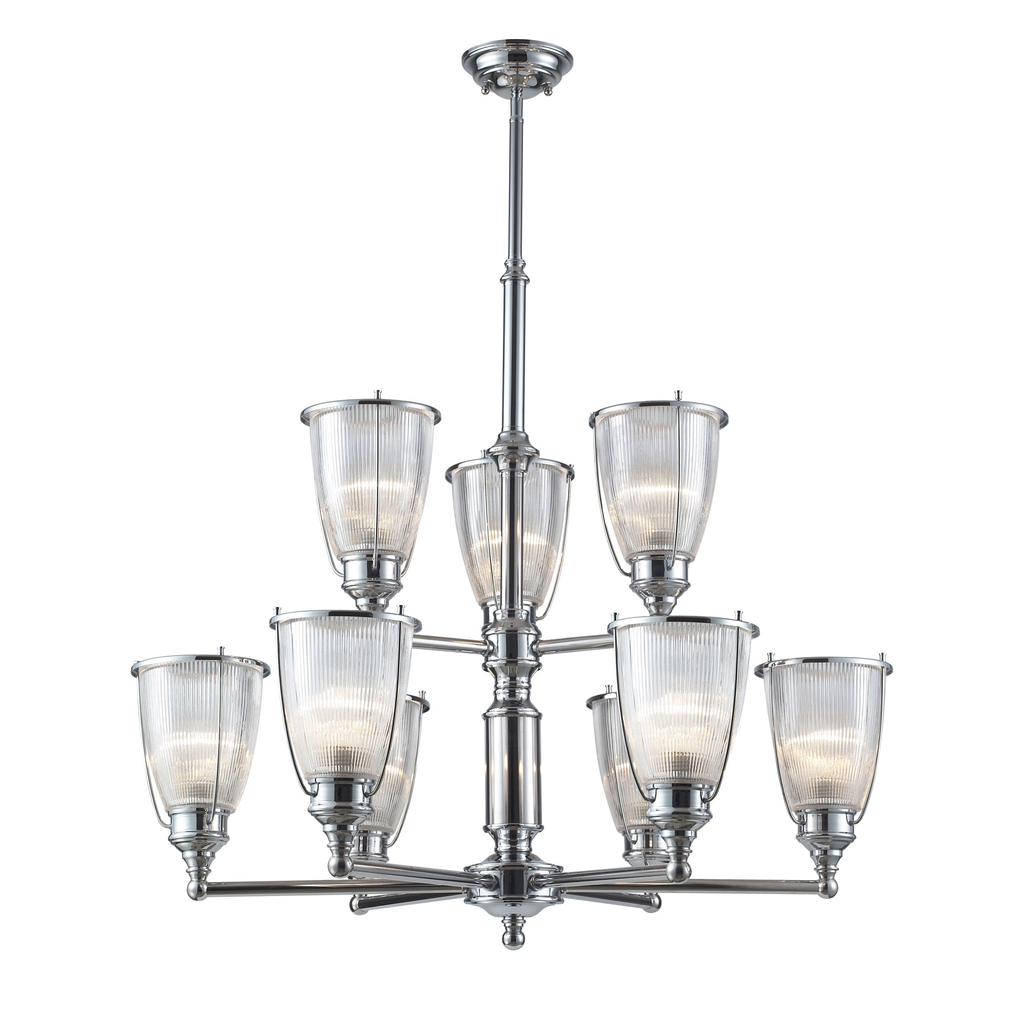 Halophane 33'' Wide 9-Light Chandelier - Polished Chrome
