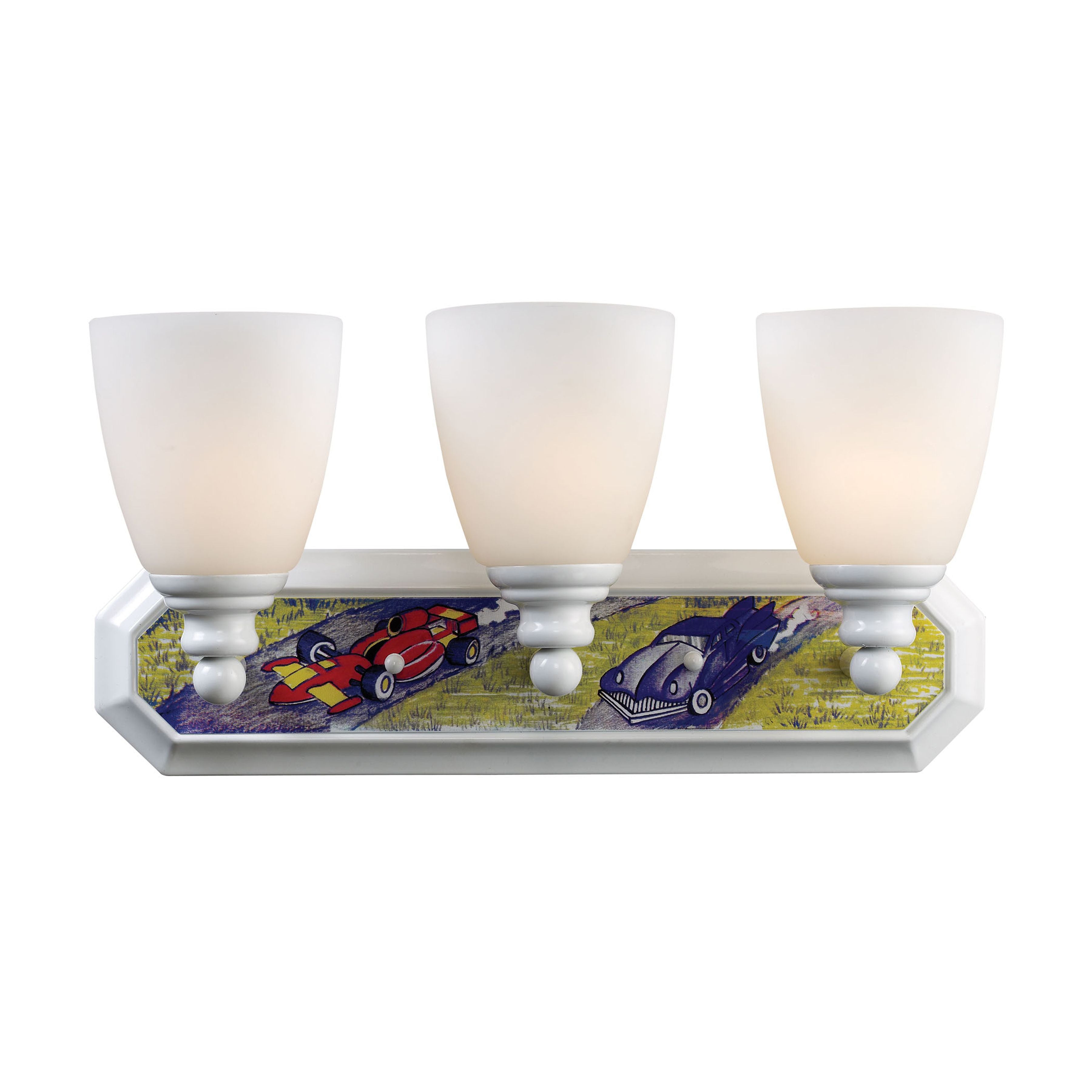 Kidshine 18'' Wide 3-Light Vanity Light - At the Races - White