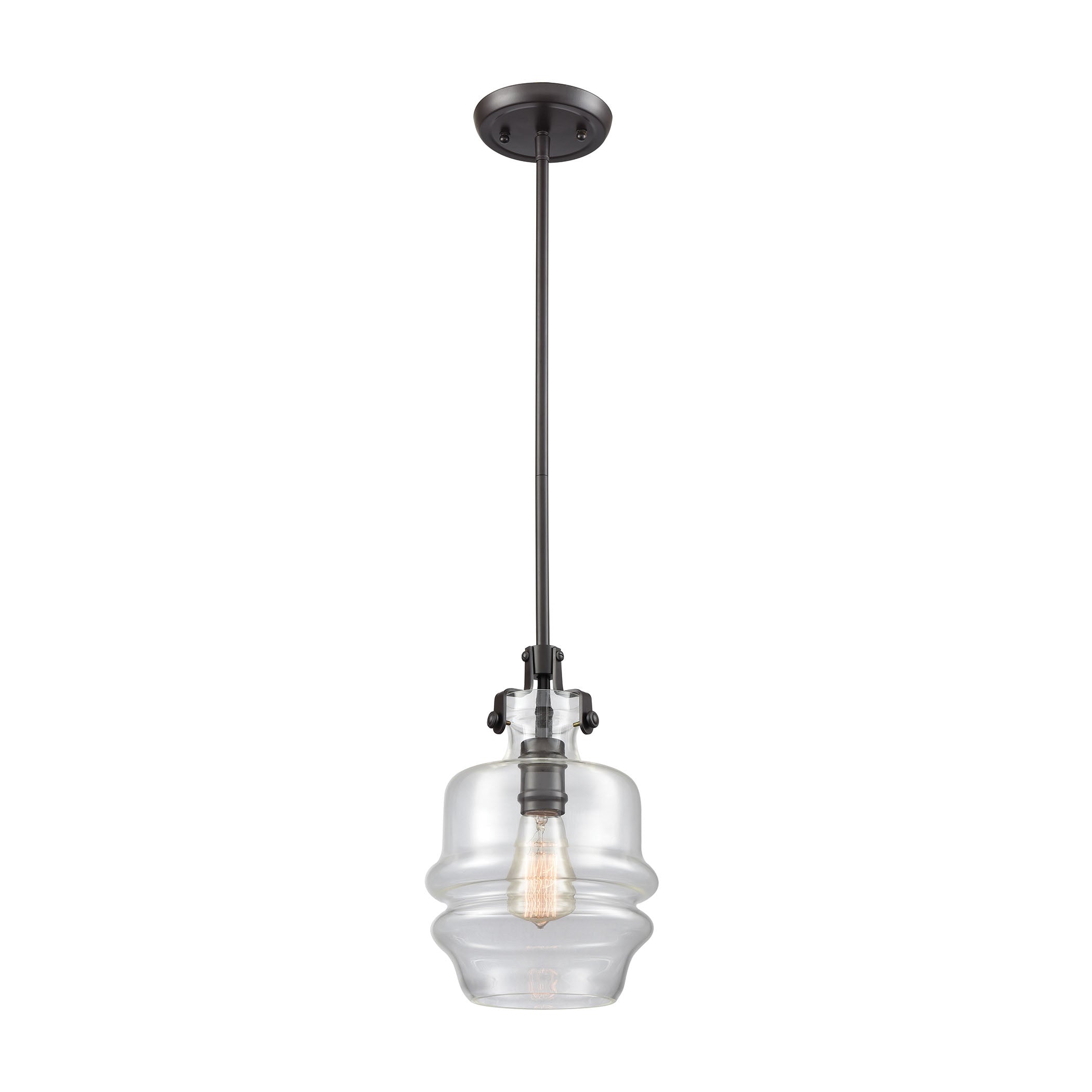 Zumbia 8'' Wide 1-Light Mini Pendant - Oil Rubbed Bronze with Clear Glass