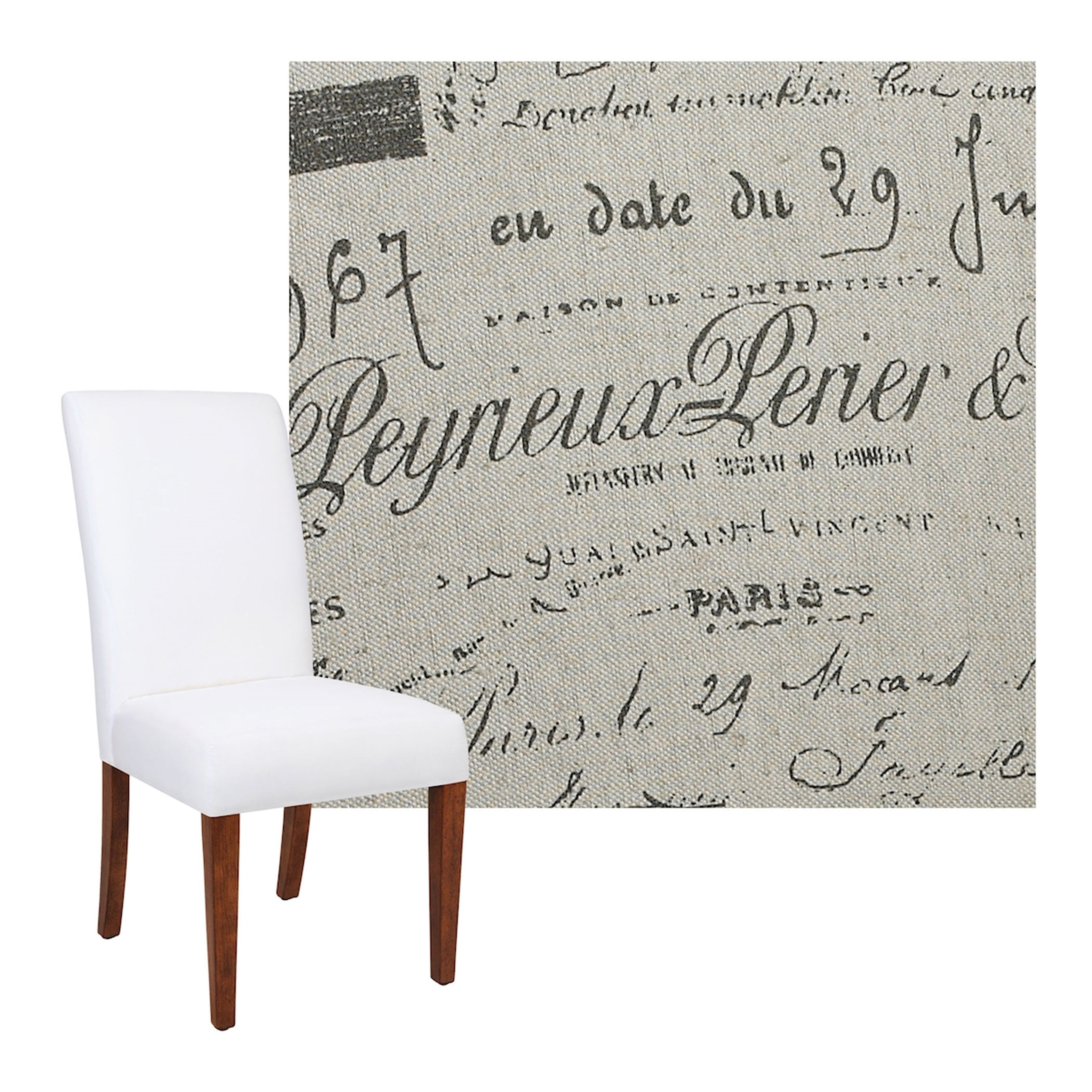 Parchment Parsons Half Skirted Chair - COVER ONLY