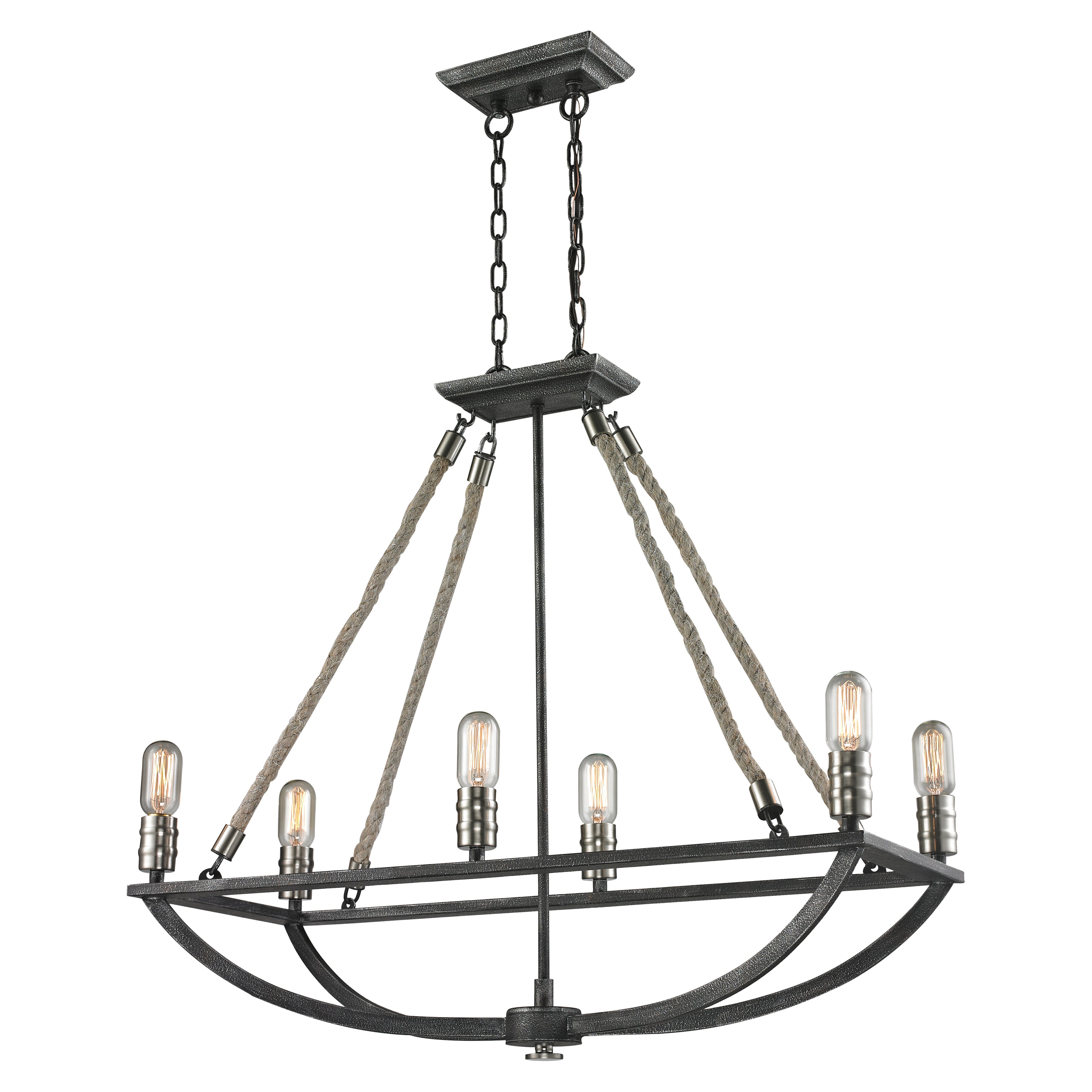 Roped In 13'' Wide 6-Light Chandelier - Silvered Graphite
