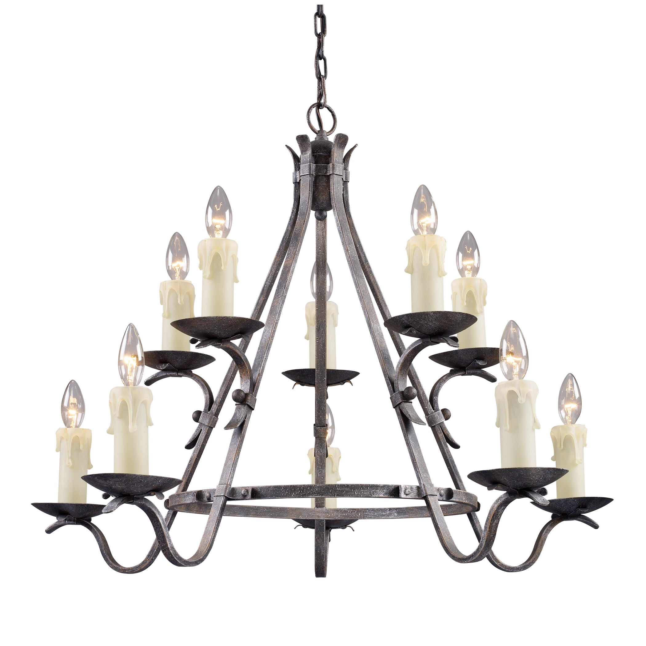 Jamestown 34'' Wide 10-Light Chandelier - Moonlit Rust