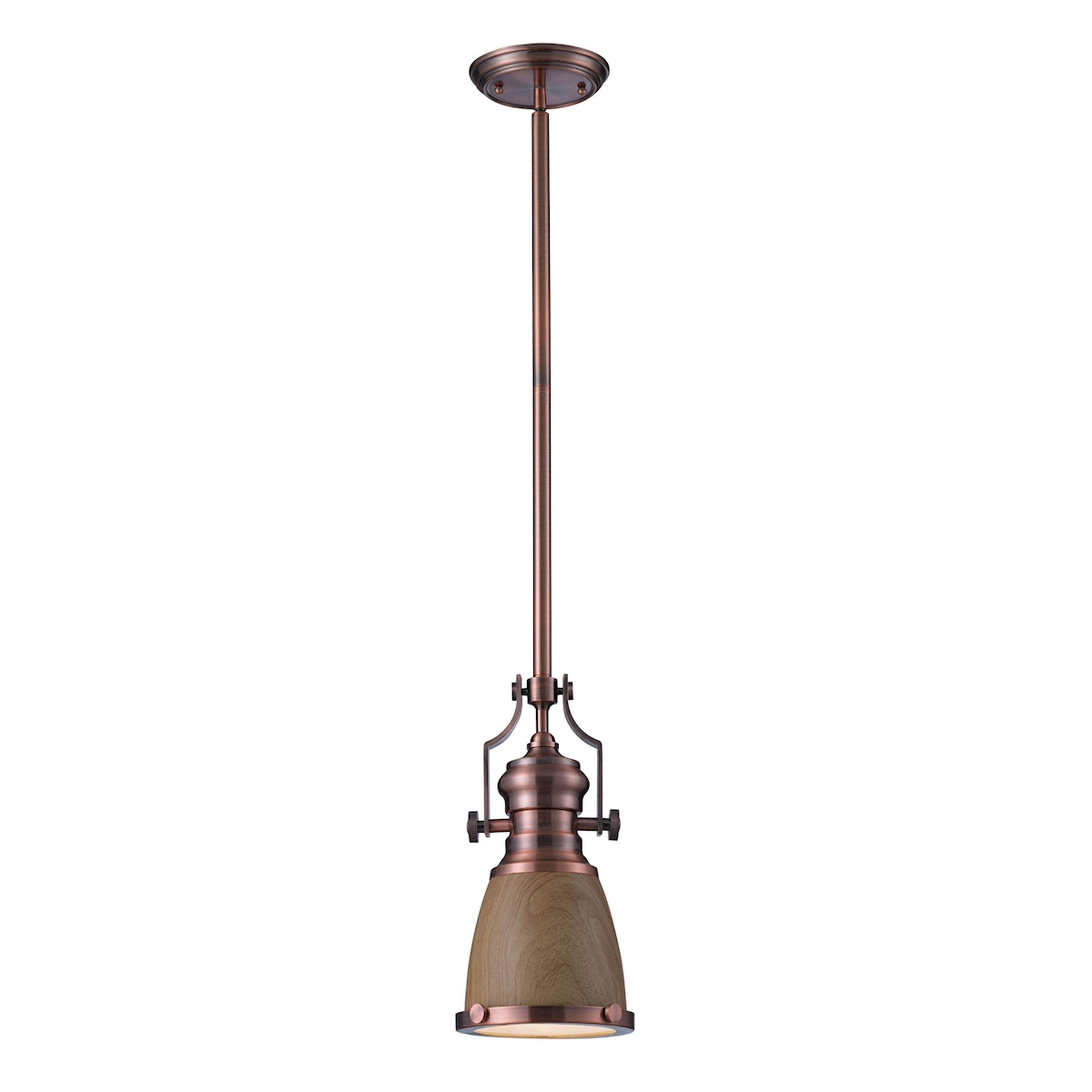 Chadwick 8'' Wide 1-Light Mini Pendant - Medium Oak and Antique Copper