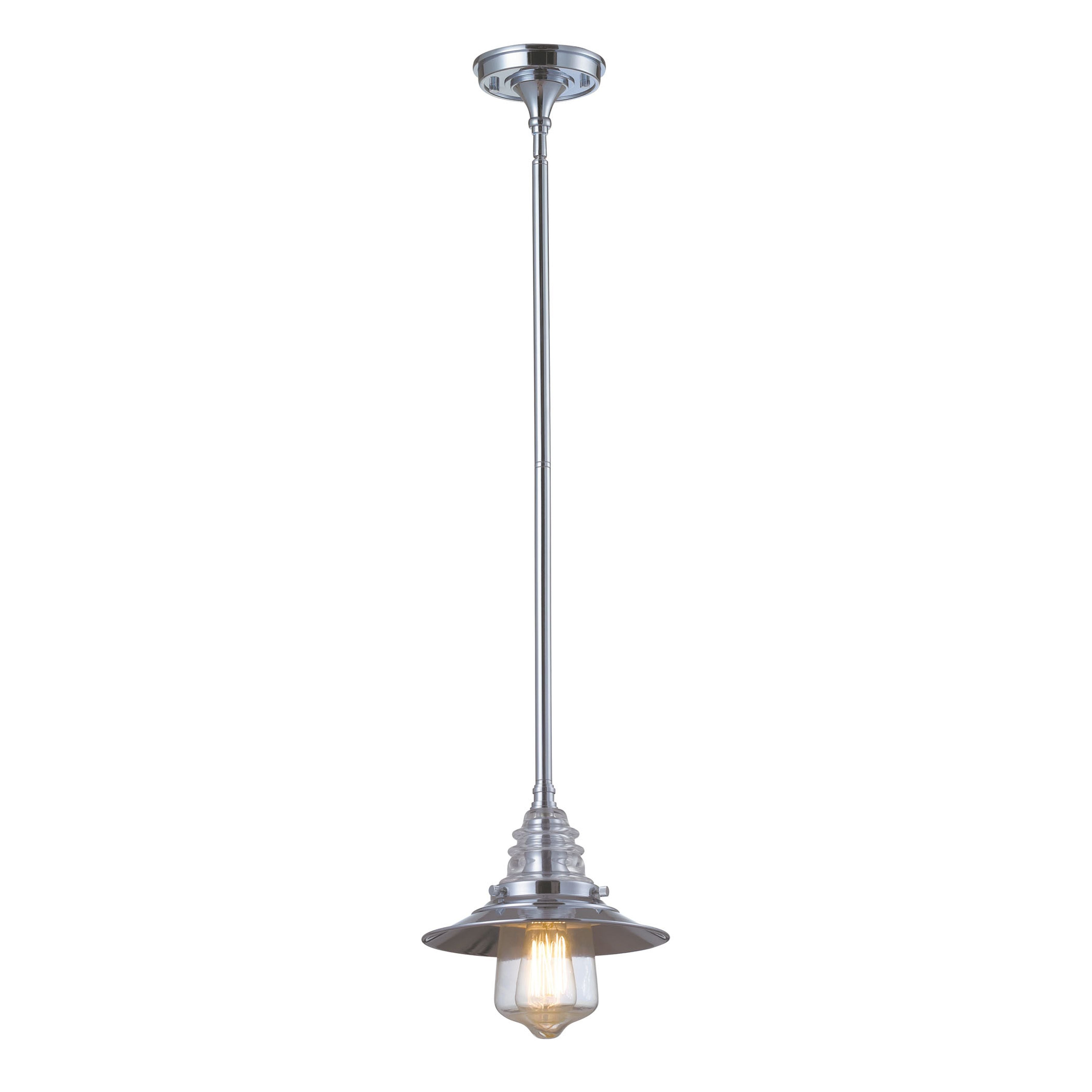Insulator Glass 9'' Wide 1-Light Mini Pendant - Polished Chrome