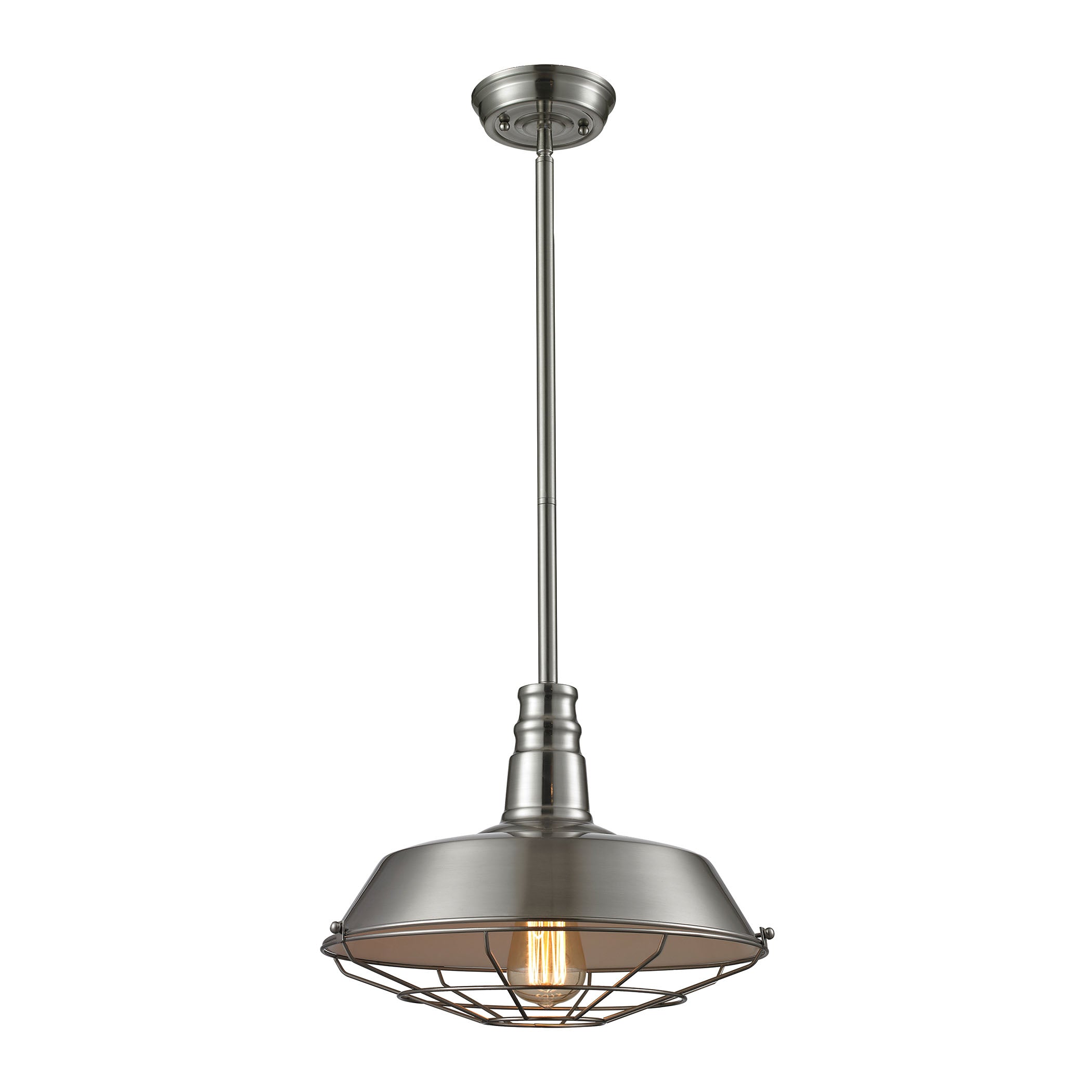 Warehouse Pendant 15'' Wide 1-Light Pendant - Satin Nickel