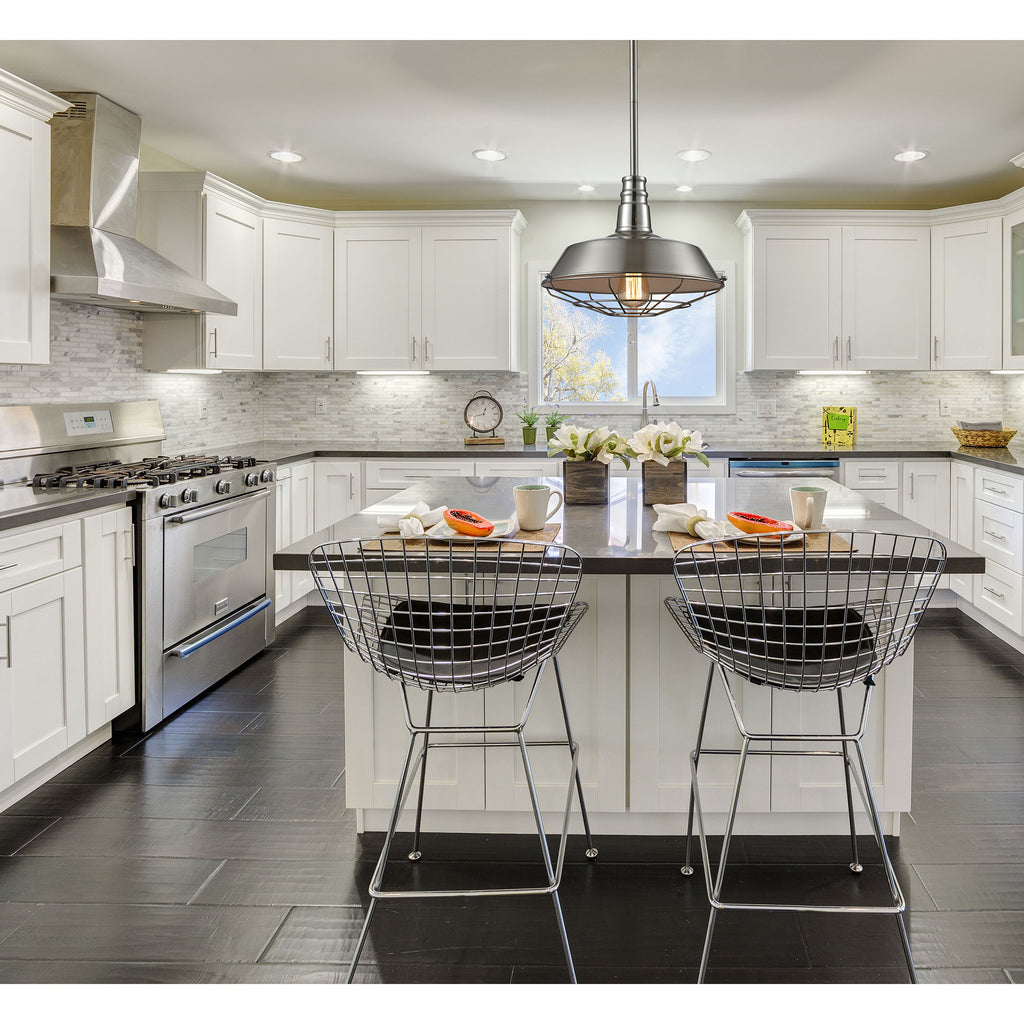 Warehouse Pendant 15'' Wide 1-Light Pendant - Satin Nickel