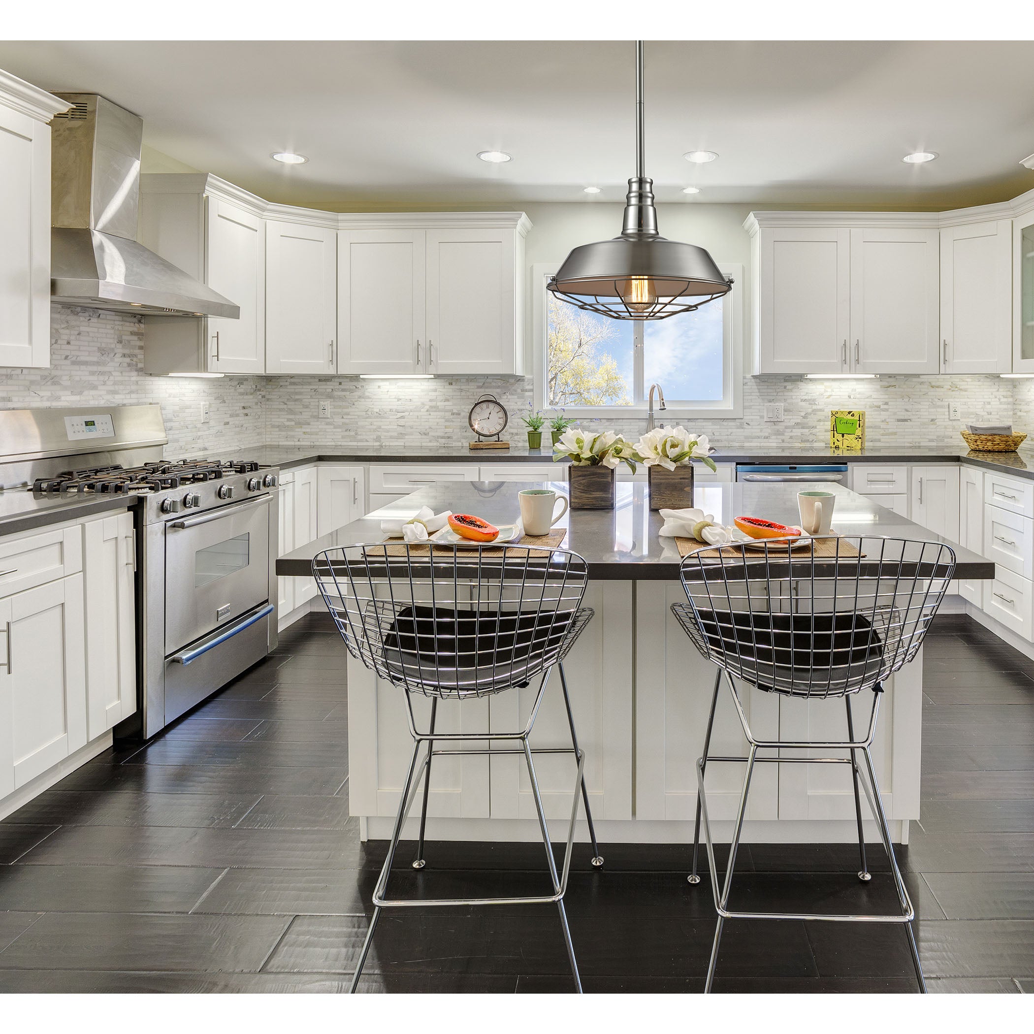 Warehouse Pendant 15'' Wide 1-Light Pendant - Satin Nickel