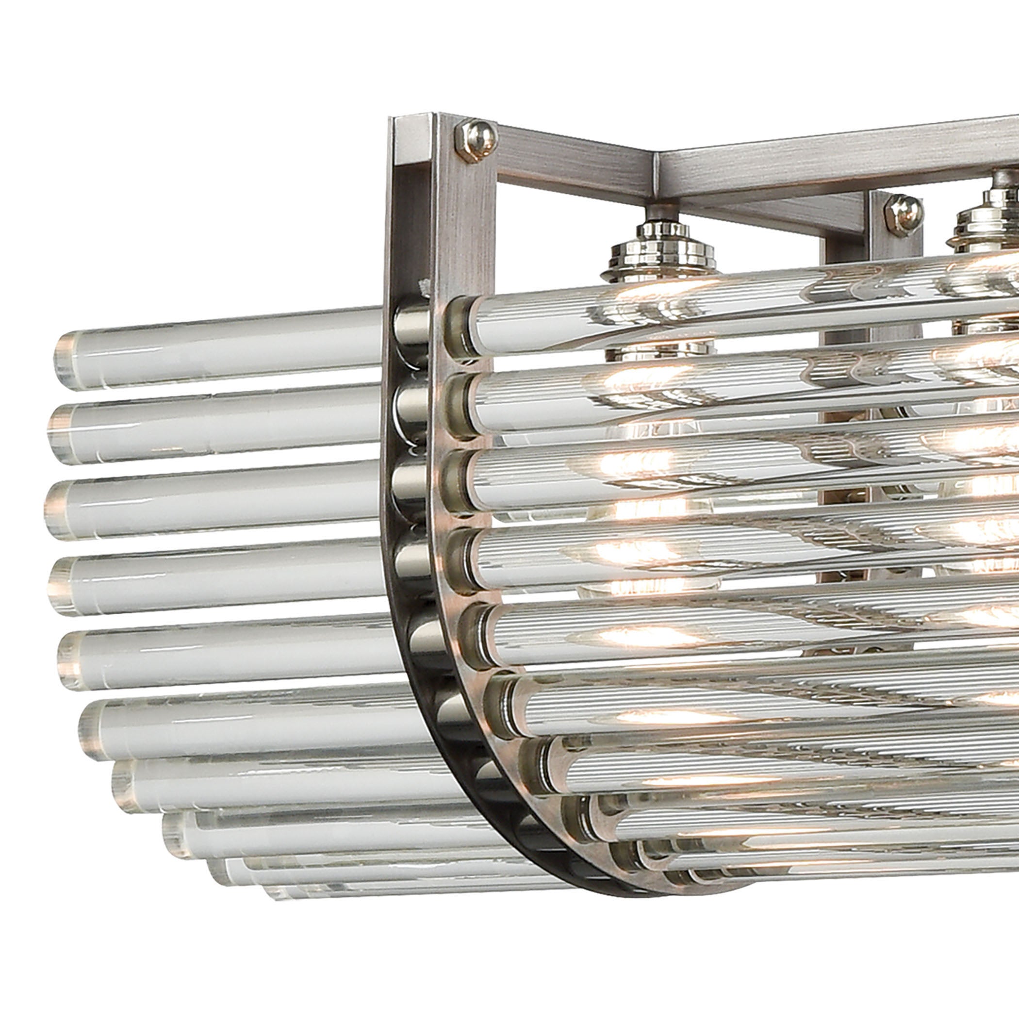 Crystal Rods 51'' Wide 6-Light Chandelier - Weathered Zinc