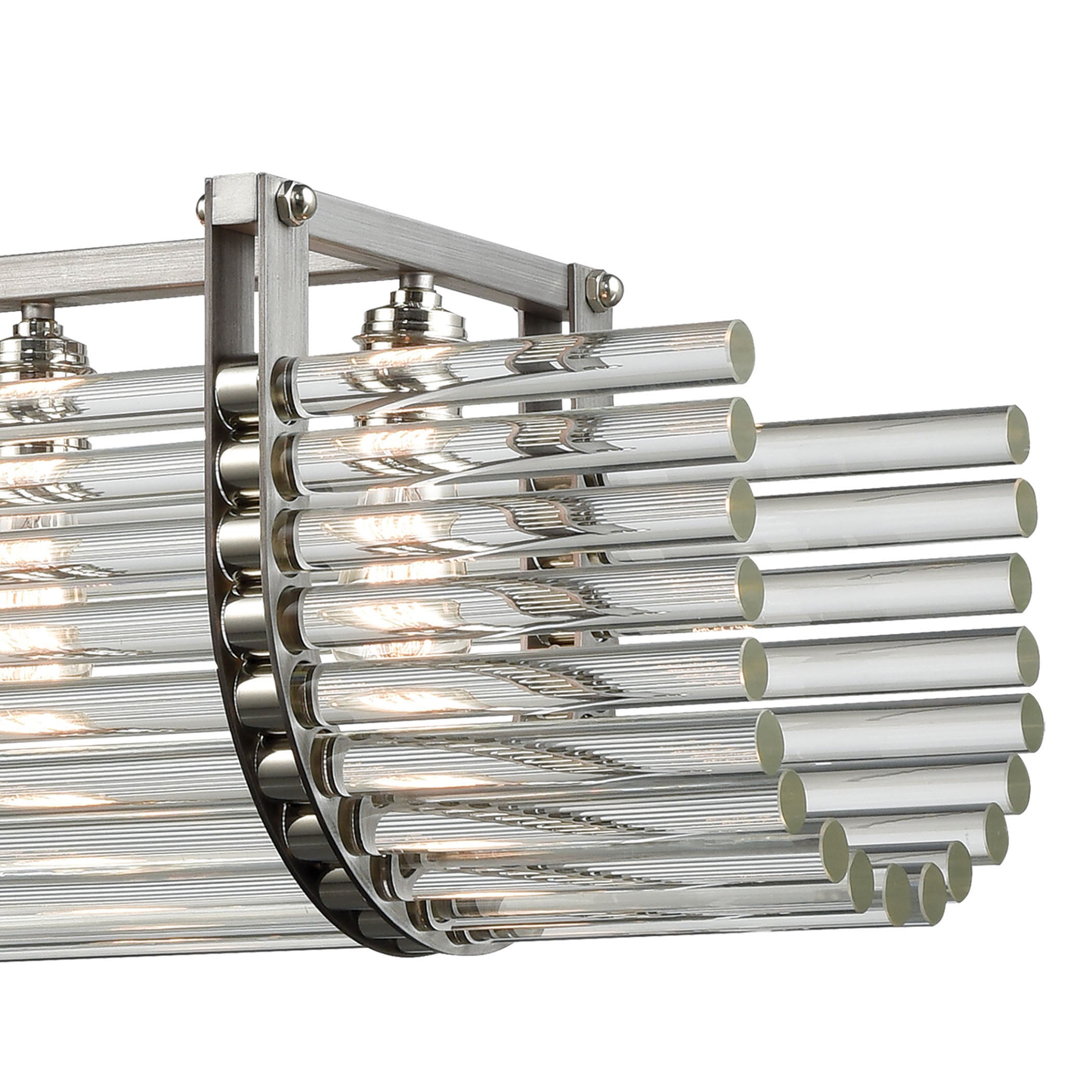 Crystal Rods 51'' Wide 6-Light Chandelier - Weathered Zinc