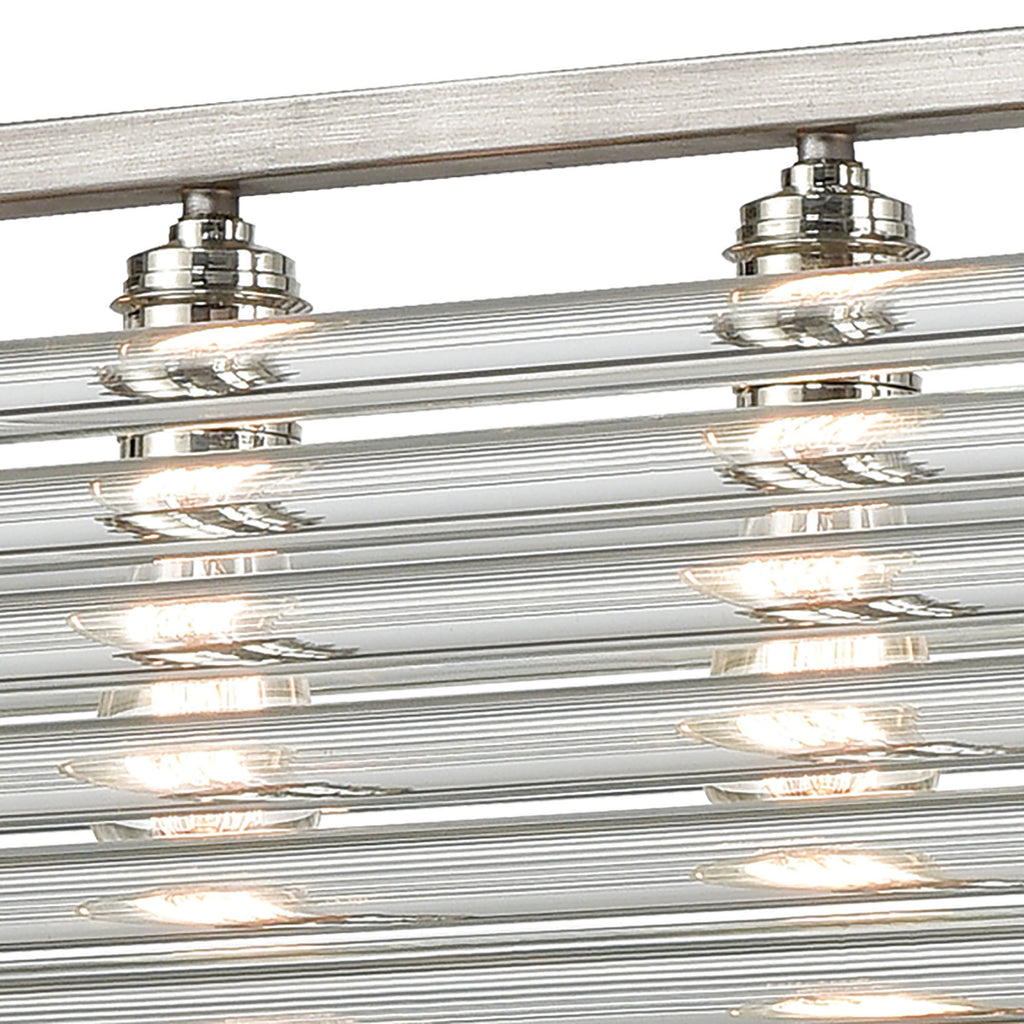 Crystal Rods 51'' Wide 6-Light Chandelier - Weathered Zinc
