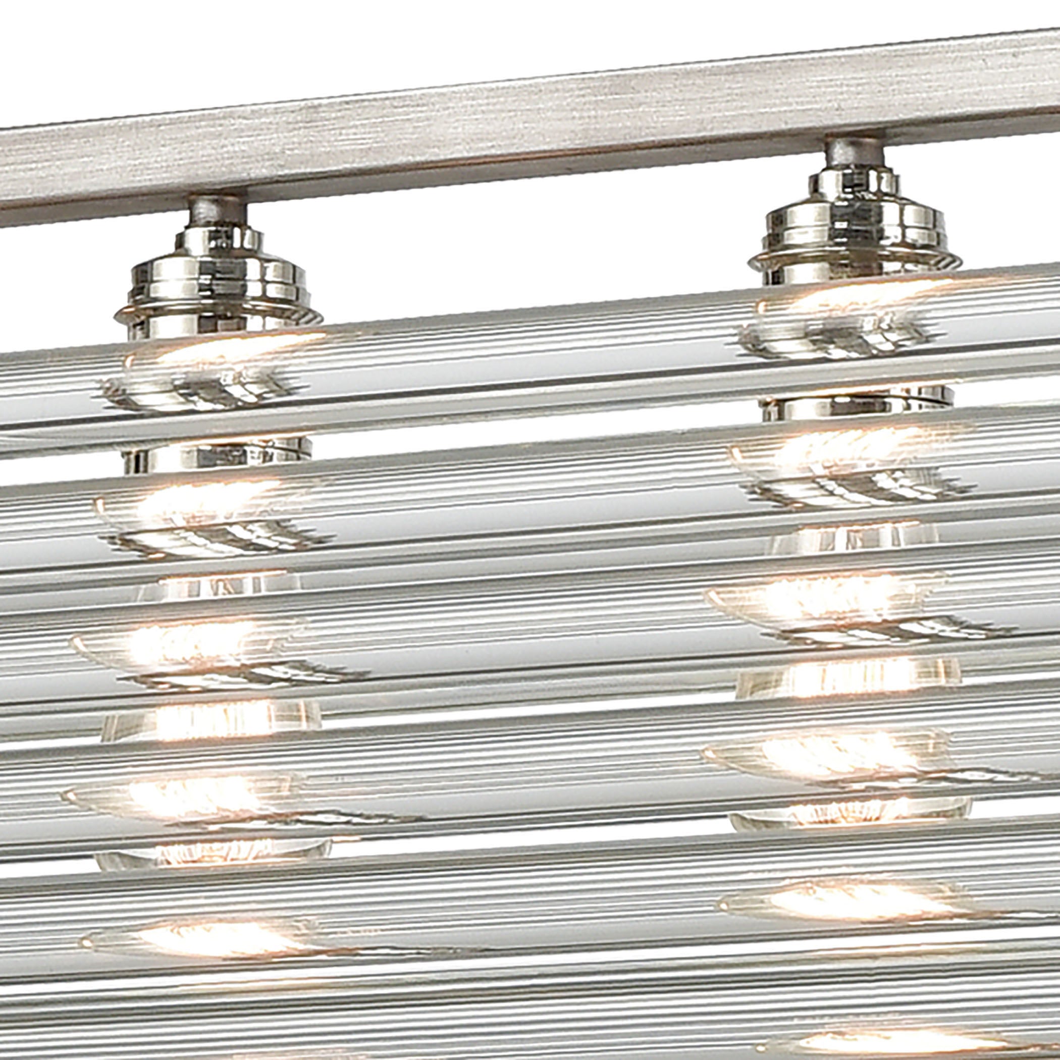 Crystal Rods 51'' Wide 6-Light Chandelier - Weathered Zinc