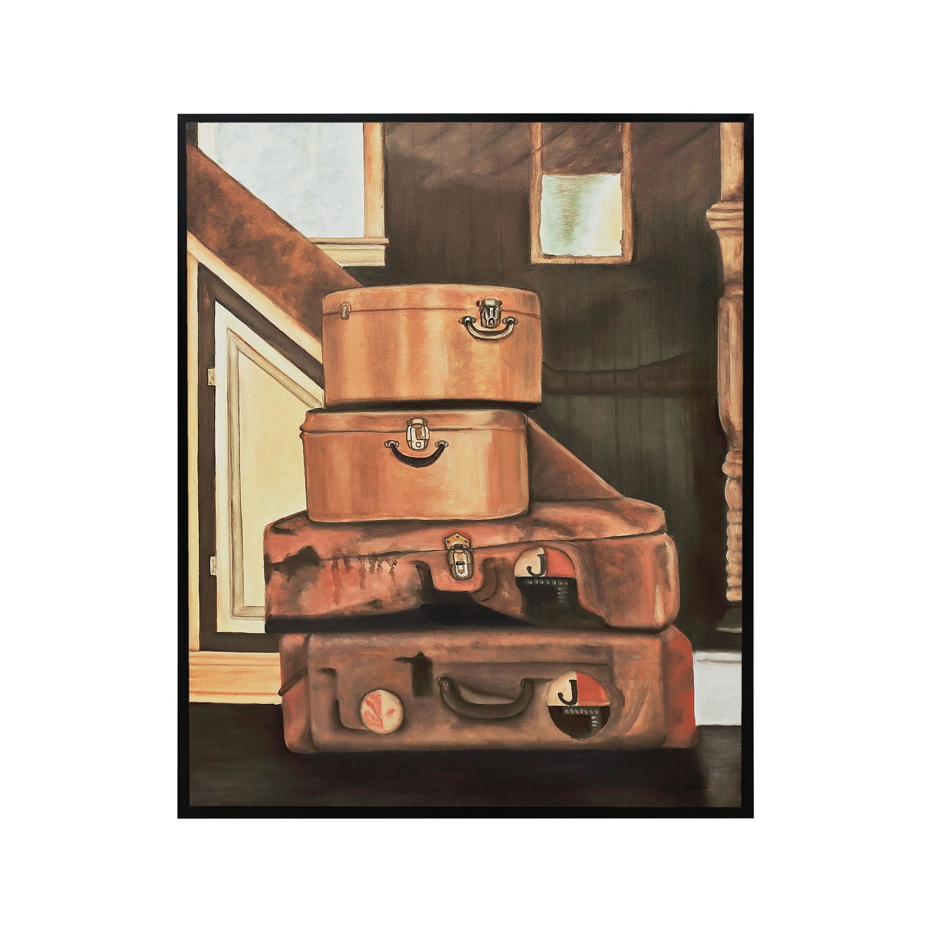 Leather Luggage Framed Wall Art - Brown