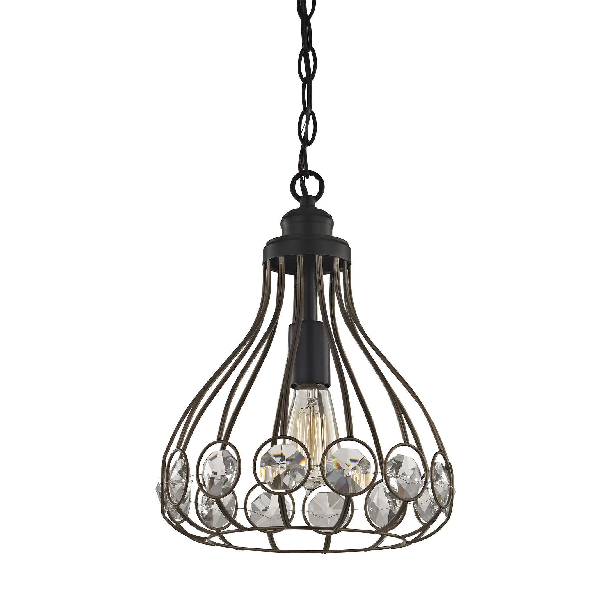 Crystal Web 11'' Wide 1-Light Mini Pendant - Gold 1