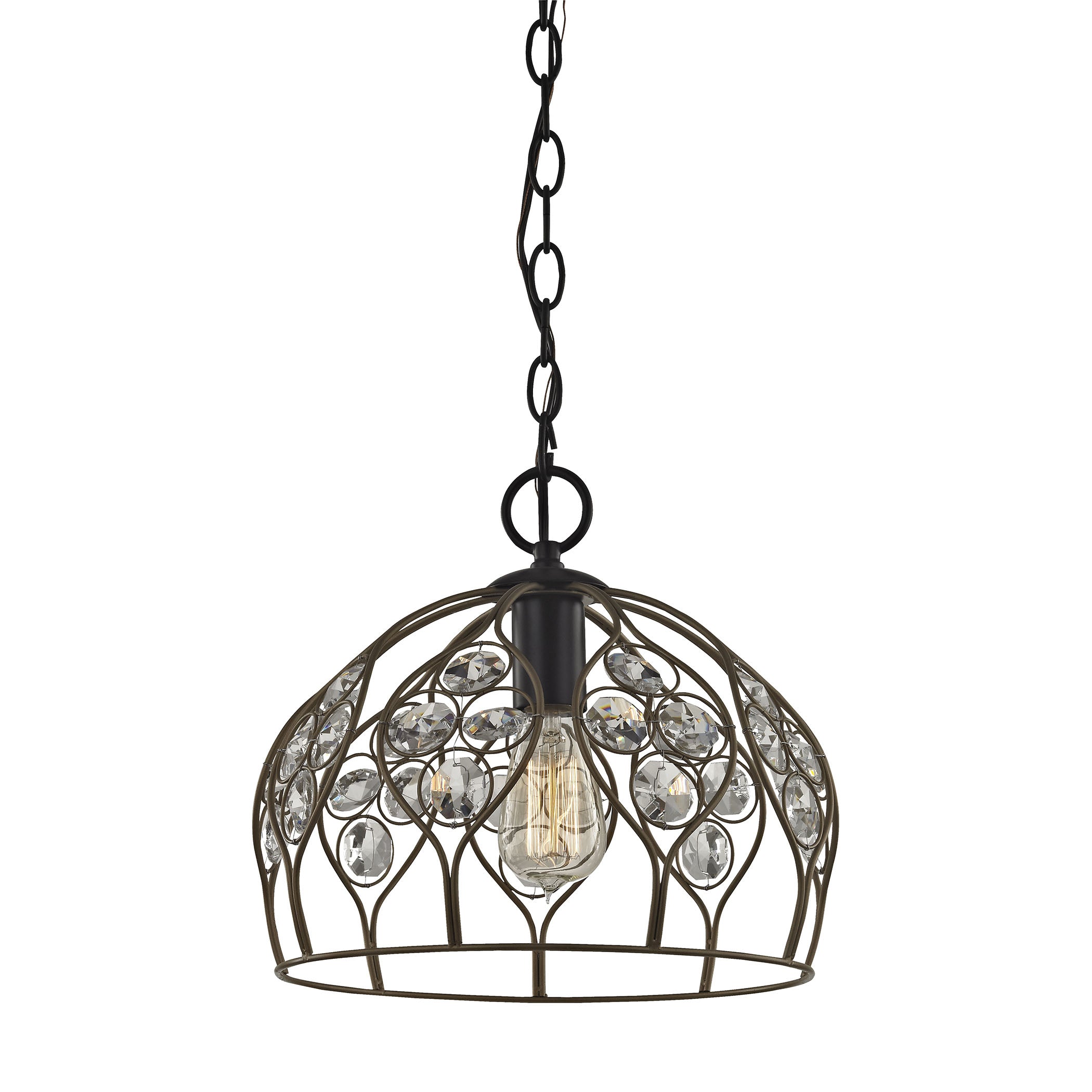 Crystal Web 11'' Wide 1-Light Mini Pendant - Gold 2