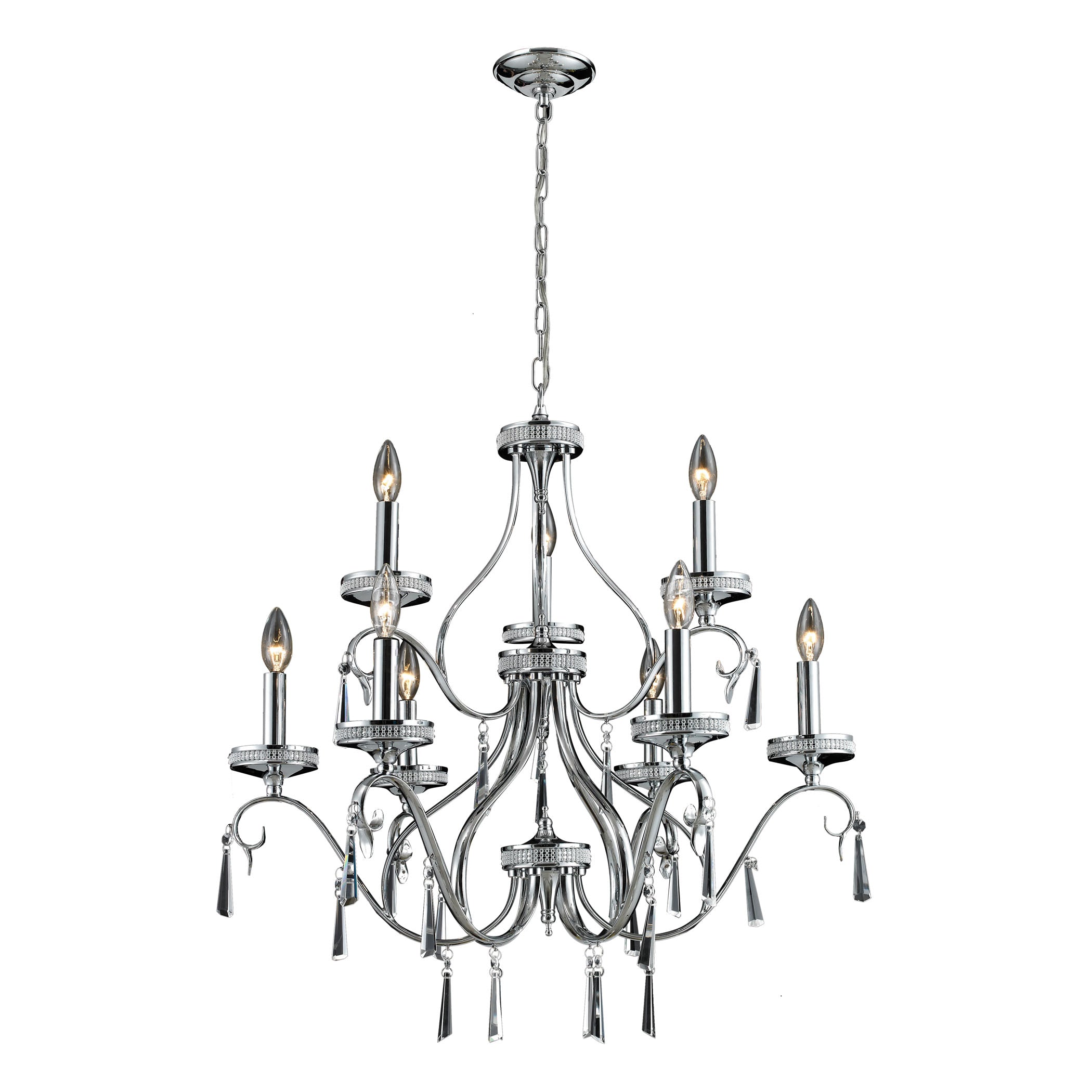 Sorelle 28'' Wide 9-Light Chandelier - Chrome