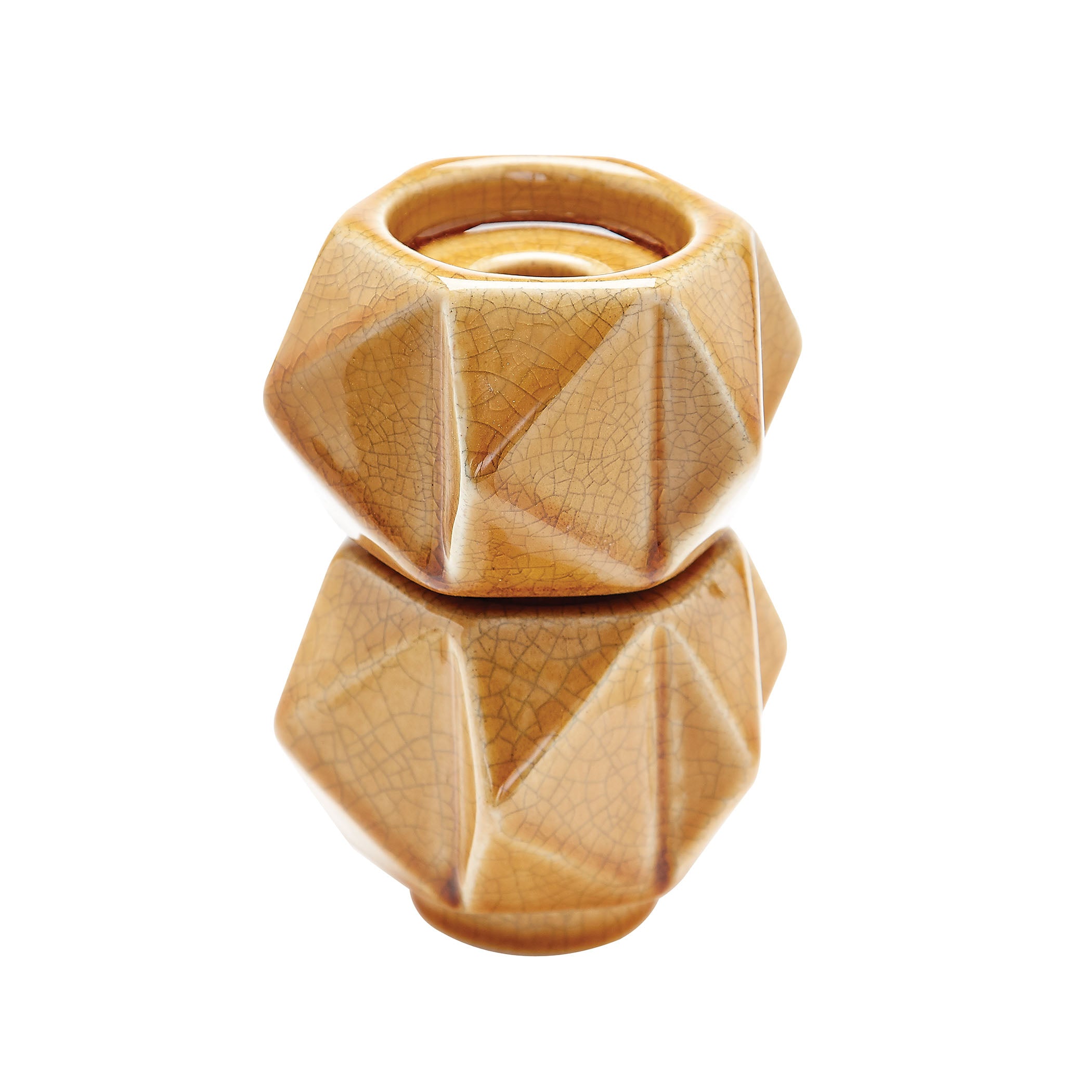 Starred Candleholder  - Set of 2 Small Yellow