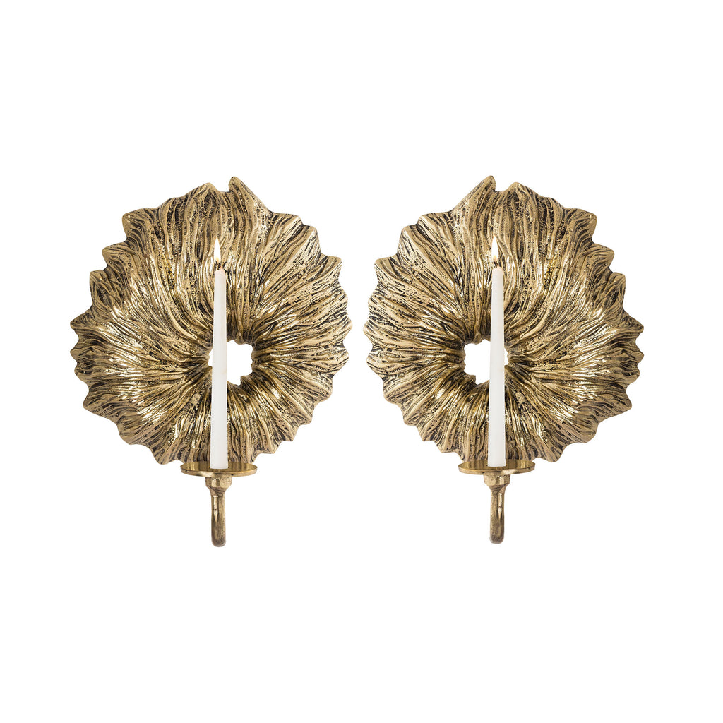 Floral Spiral Wall Candleholder - Set of 2 Gold