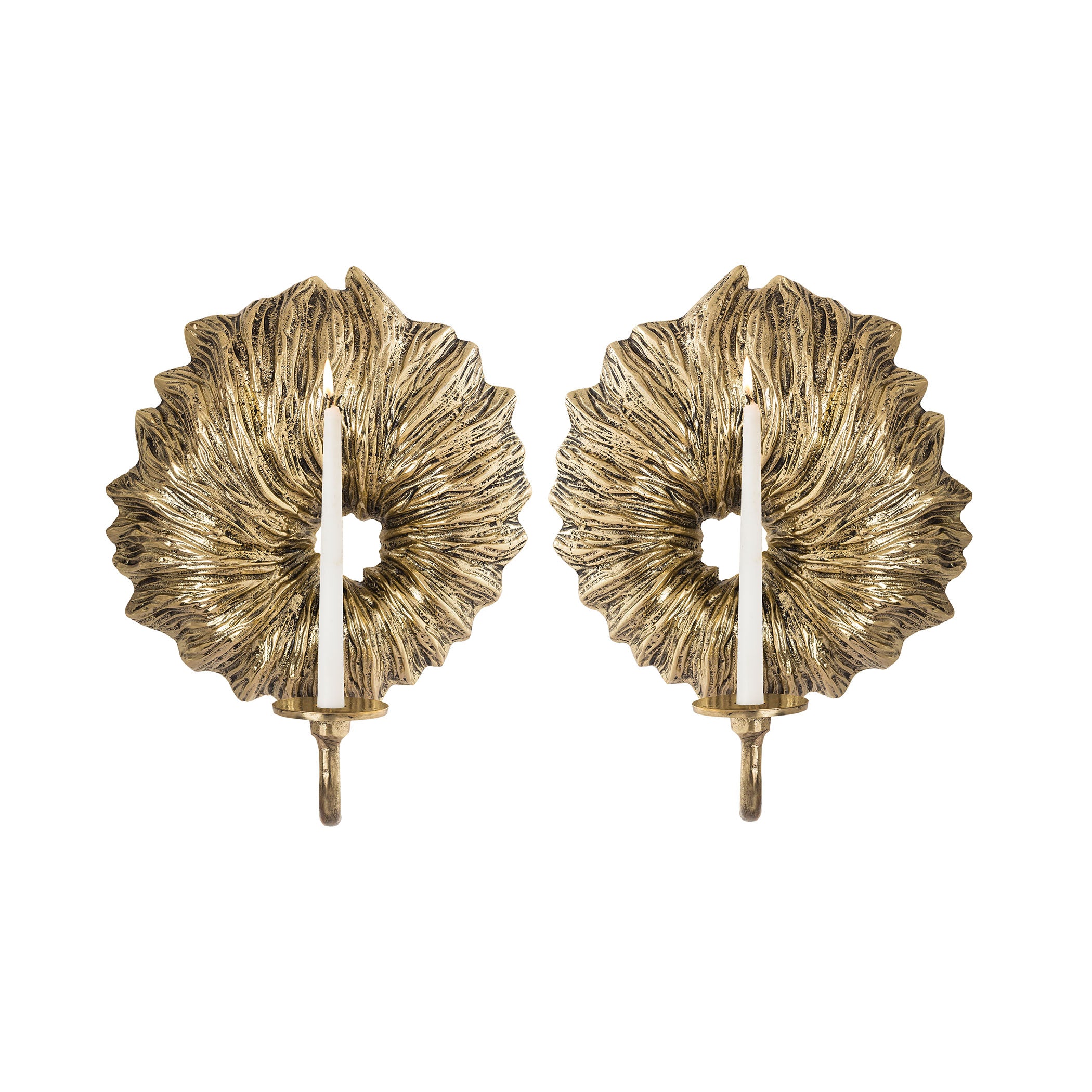 Floral Spiral Wall Candleholder - Set of 2 Gold