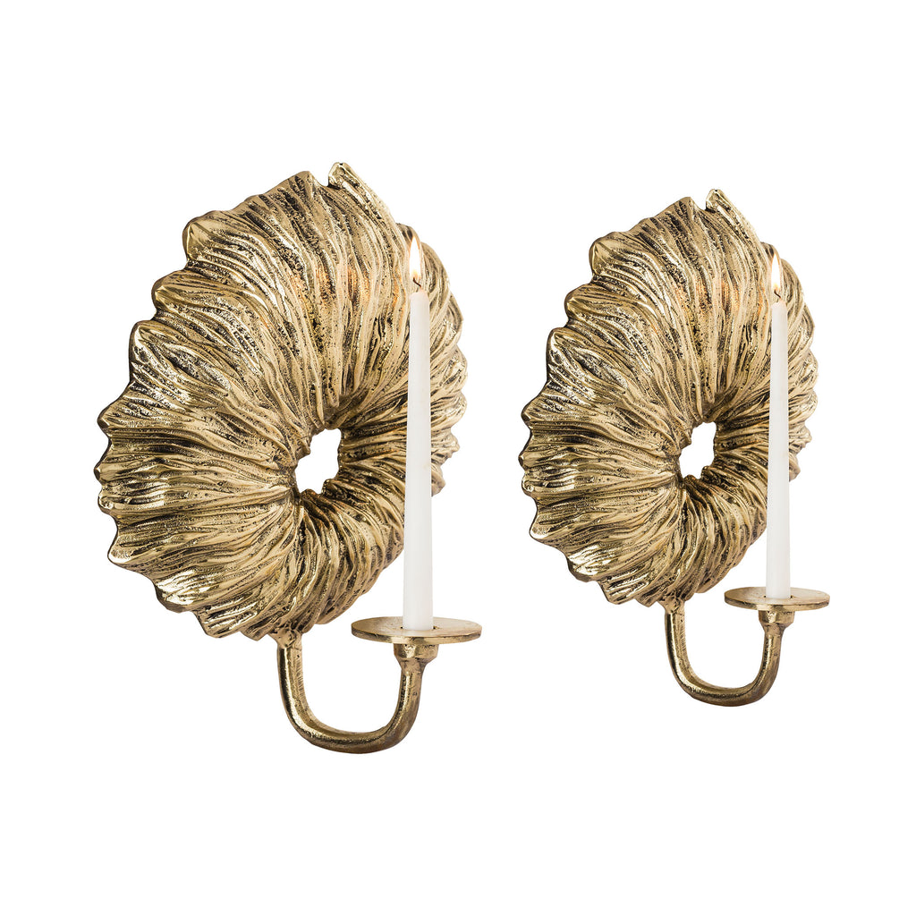 Floral Spiral Wall Candleholder - Set of 2 Gold