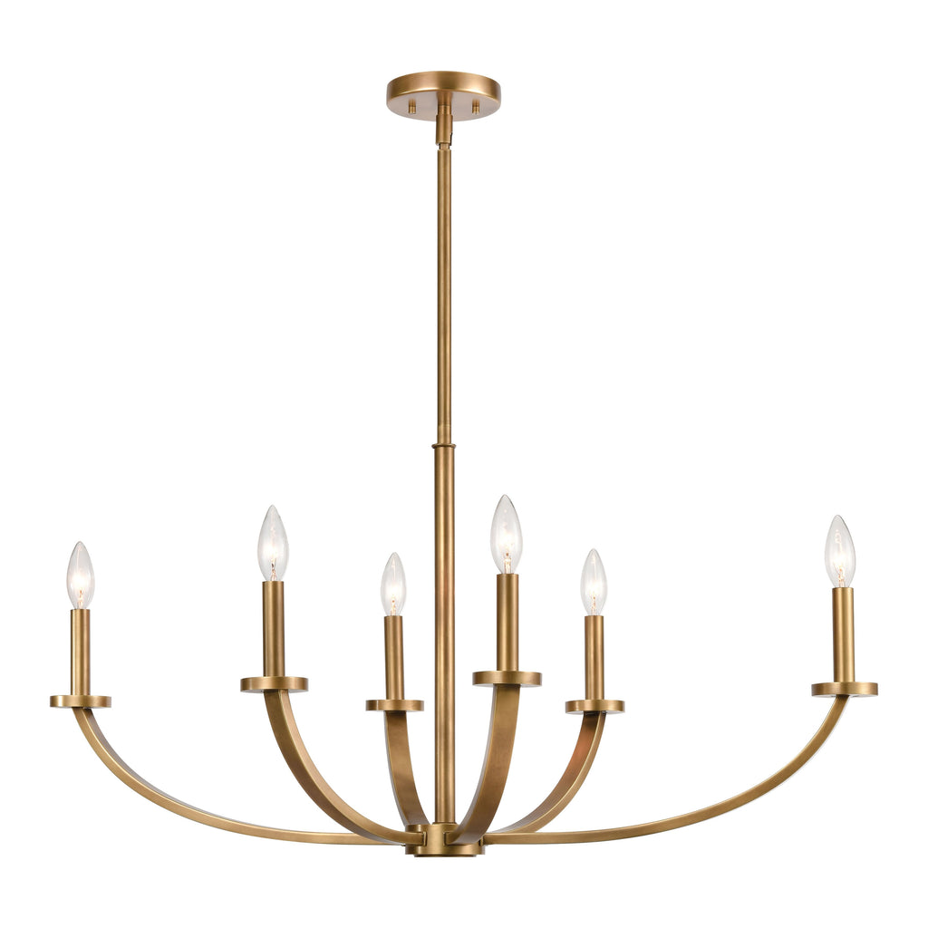 Erindale 36'' Wide 6-Light Linear Chandelier - Natural Brass