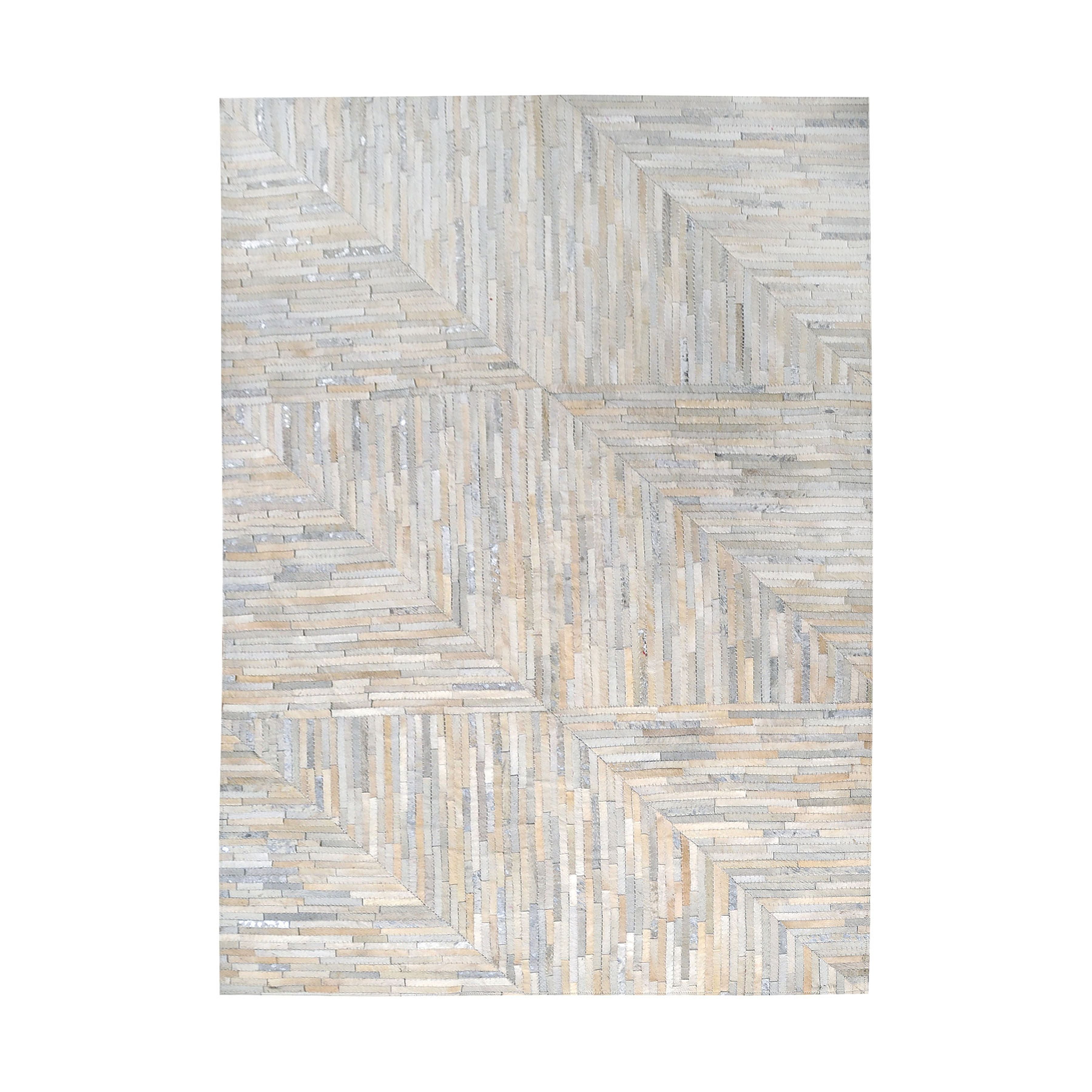 Karim Hand-Stitched Leather Rug 16x16 - Cream
