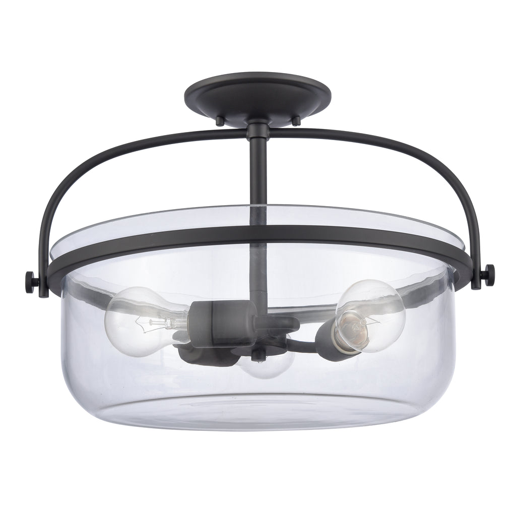 Wentworth 17'' Wide 3-Light Semi Flush Mount - Matte Black