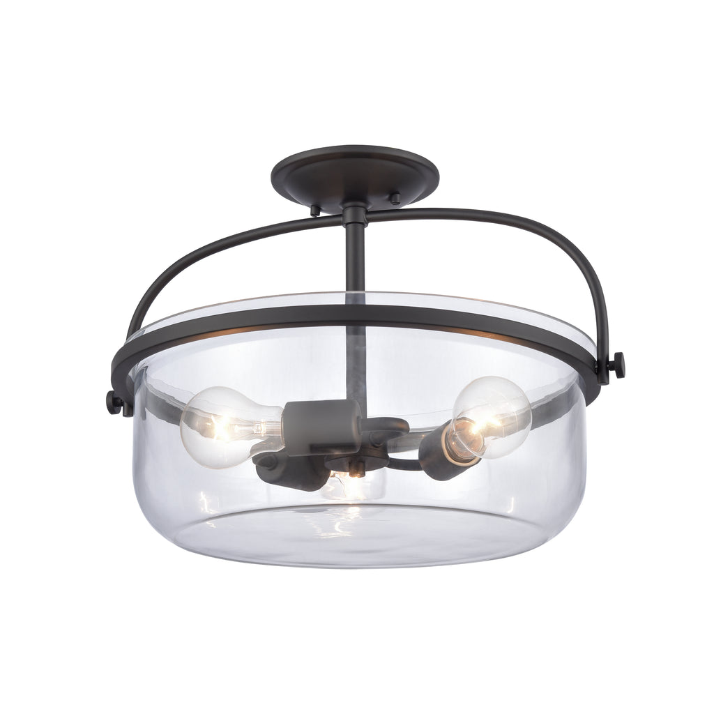 Wentworth 17'' Wide 3-Light Semi Flush Mount - Matte Black