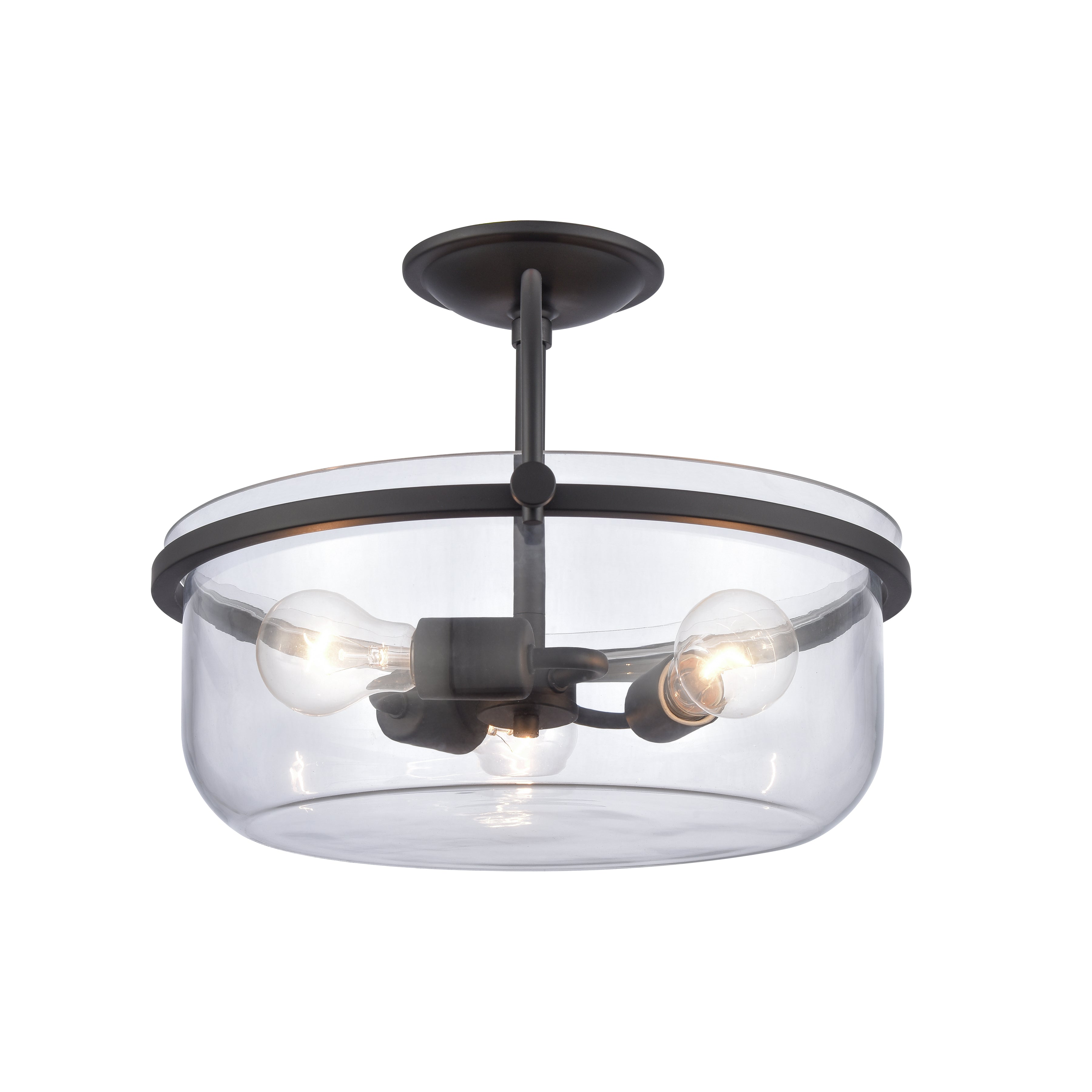 Wentworth 17'' Wide 3-Light Semi Flush Mount - Matte Black