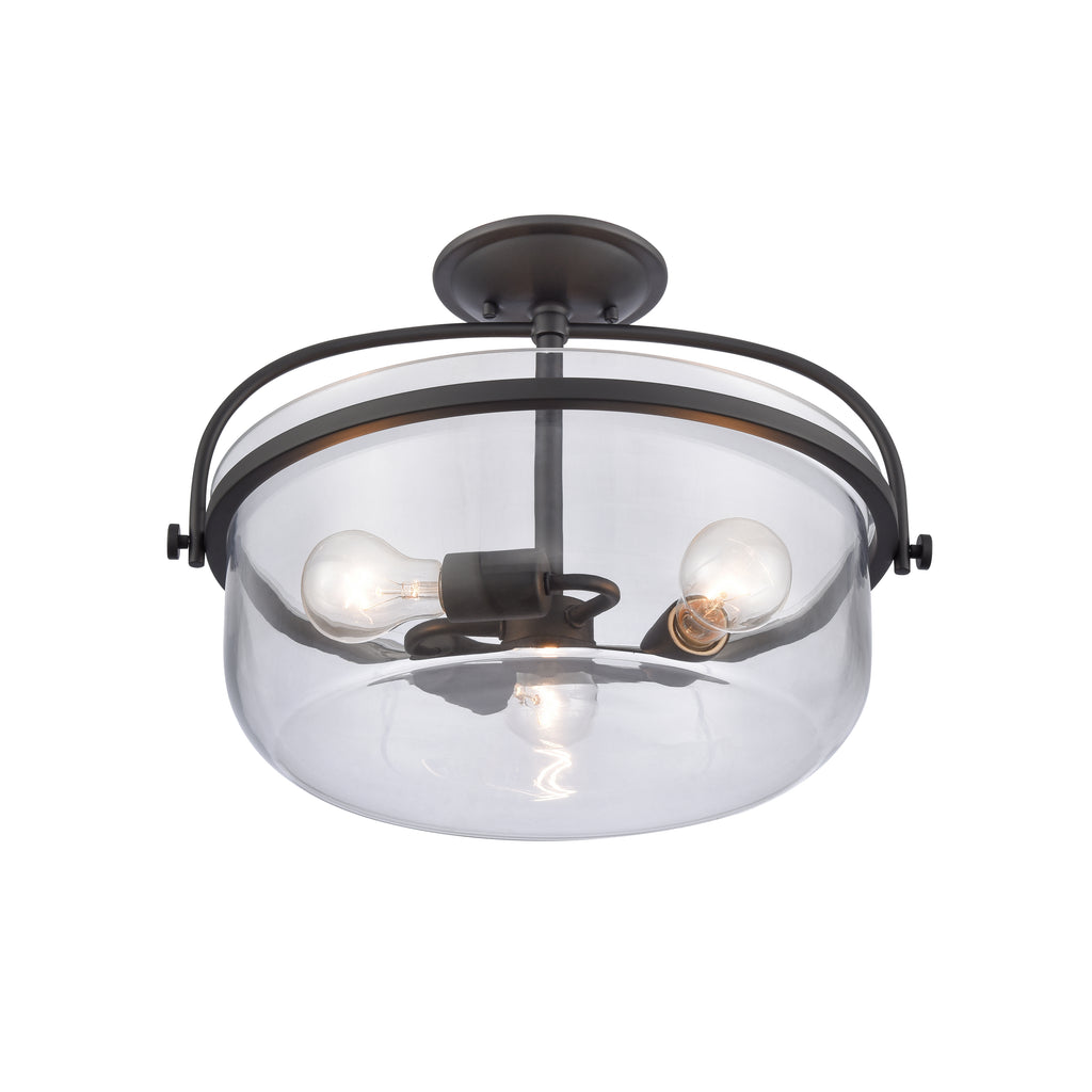 Wentworth 17'' Wide 3-Light Semi Flush Mount - Matte Black