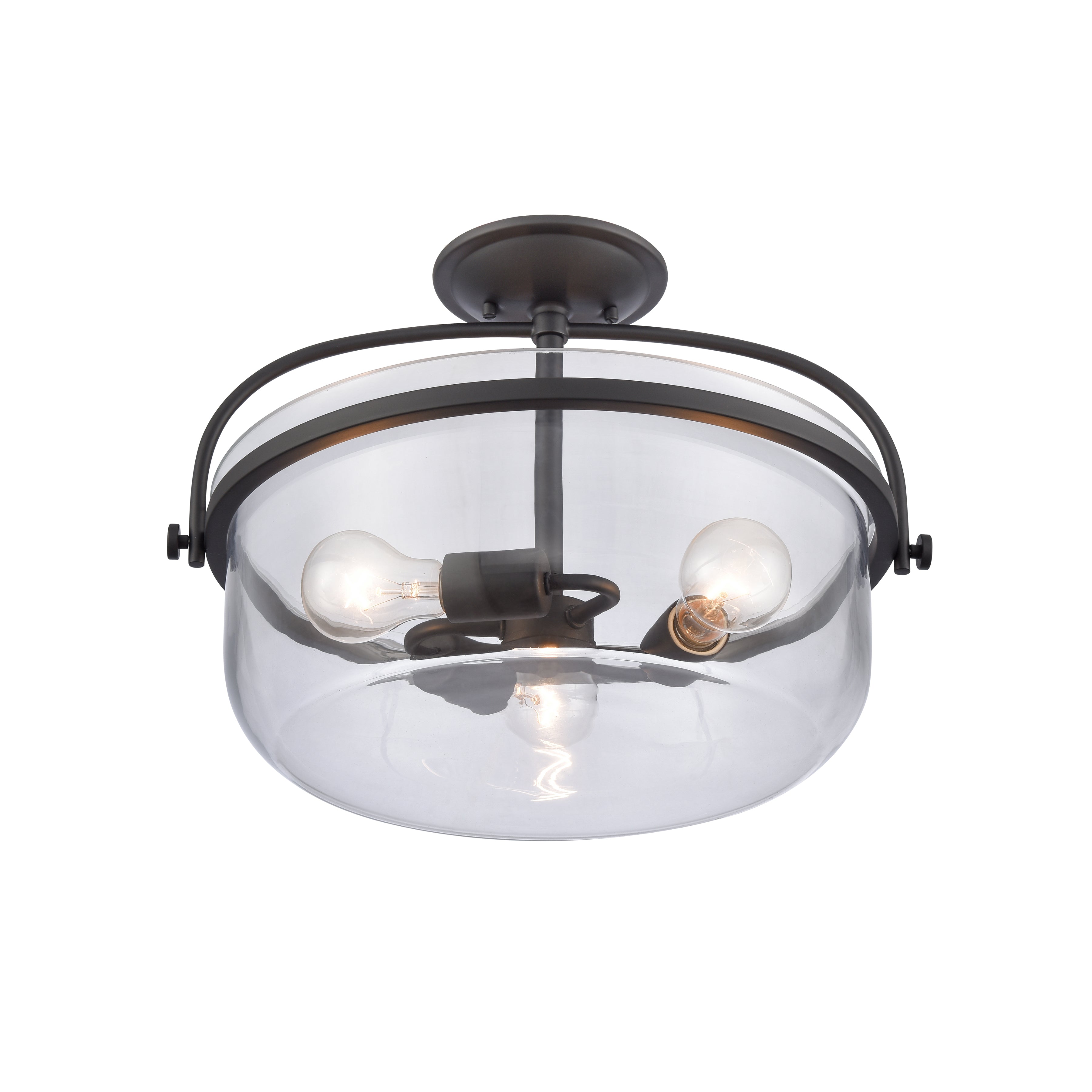 Wentworth 17'' Wide 3-Light Semi Flush Mount - Matte Black