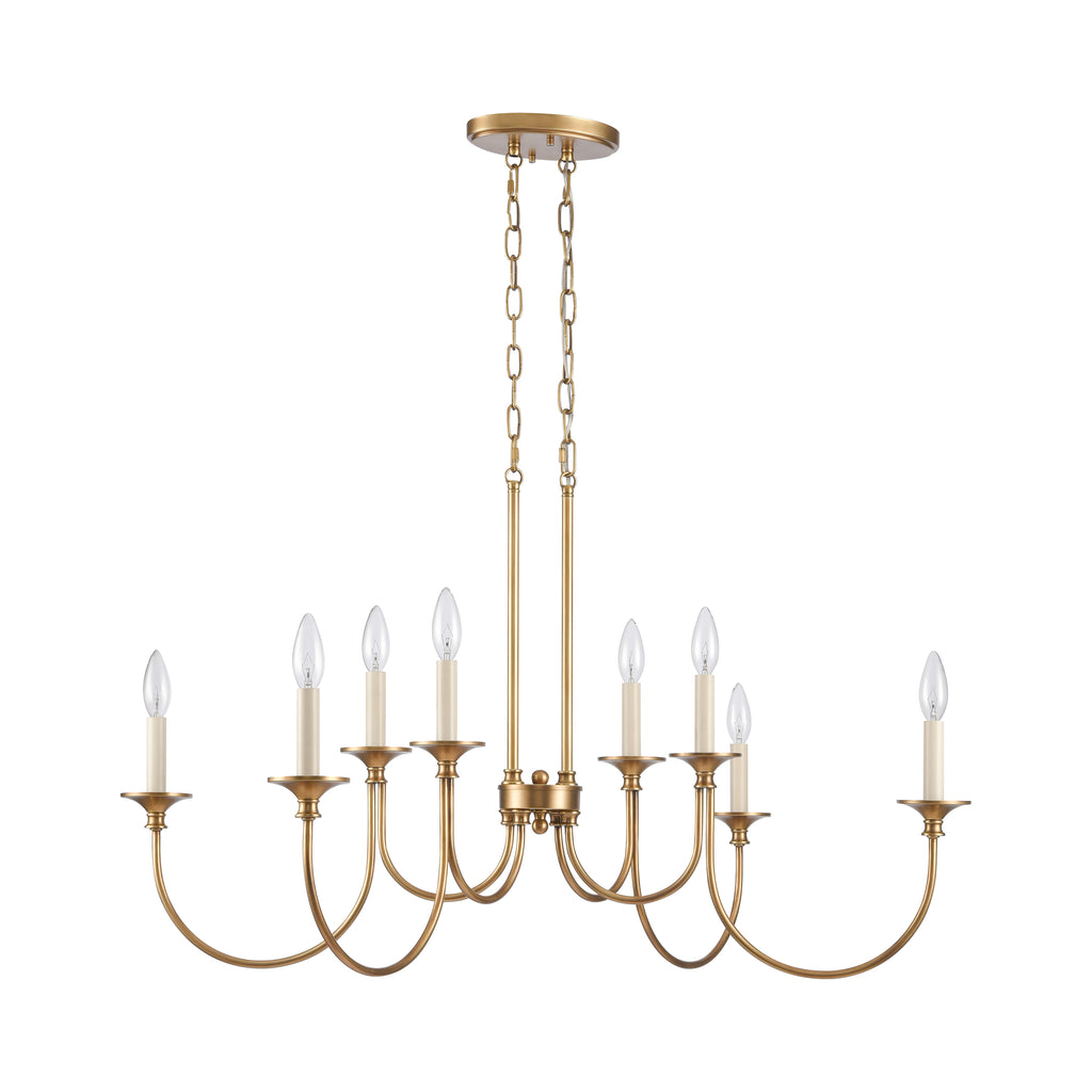 Cecil 34'' Wide 8-Light Linear Chandelier - Natural Brass